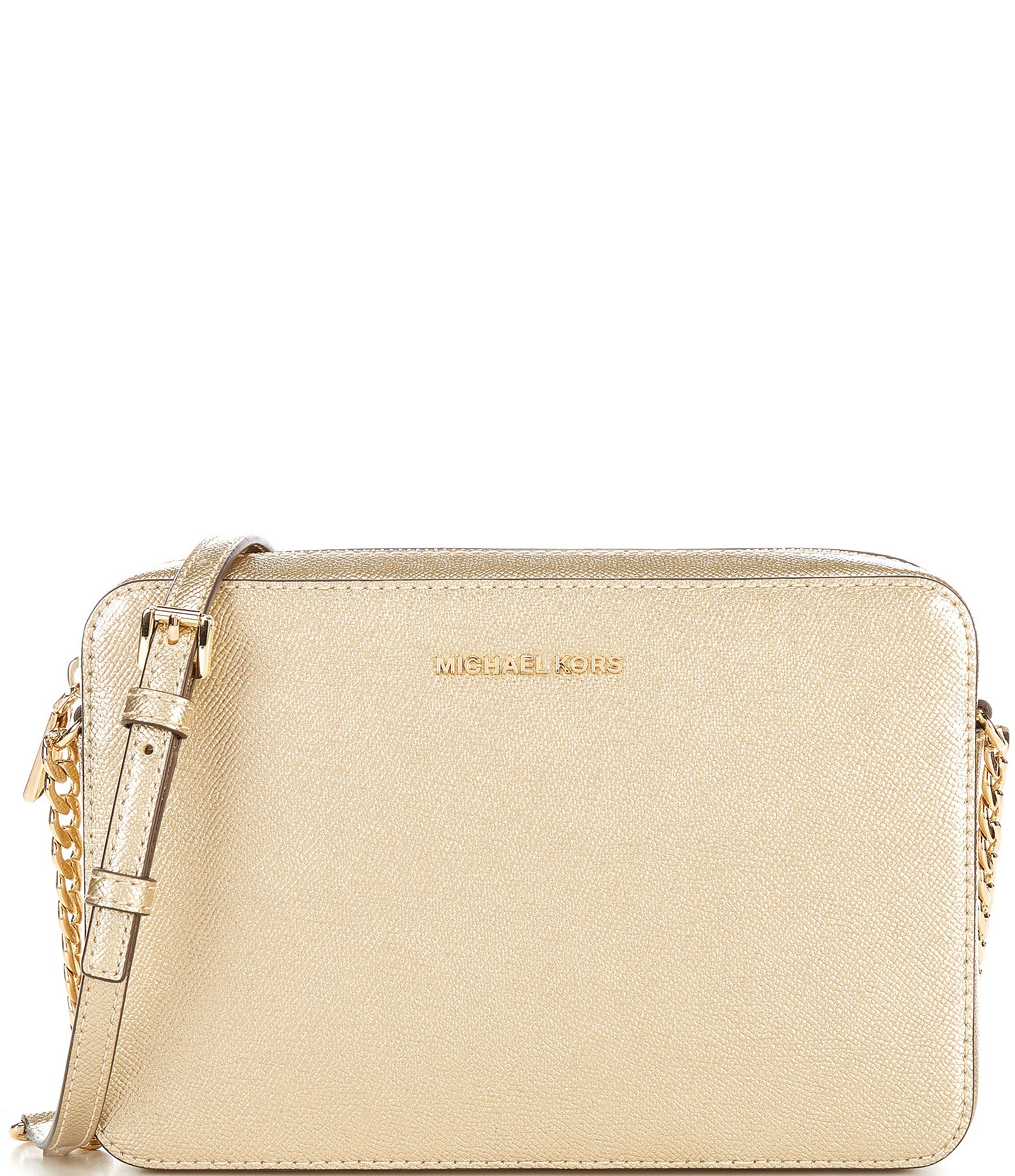 Michael Kors Gold Metallic Jet Set Large East West Crossbody Bag ...