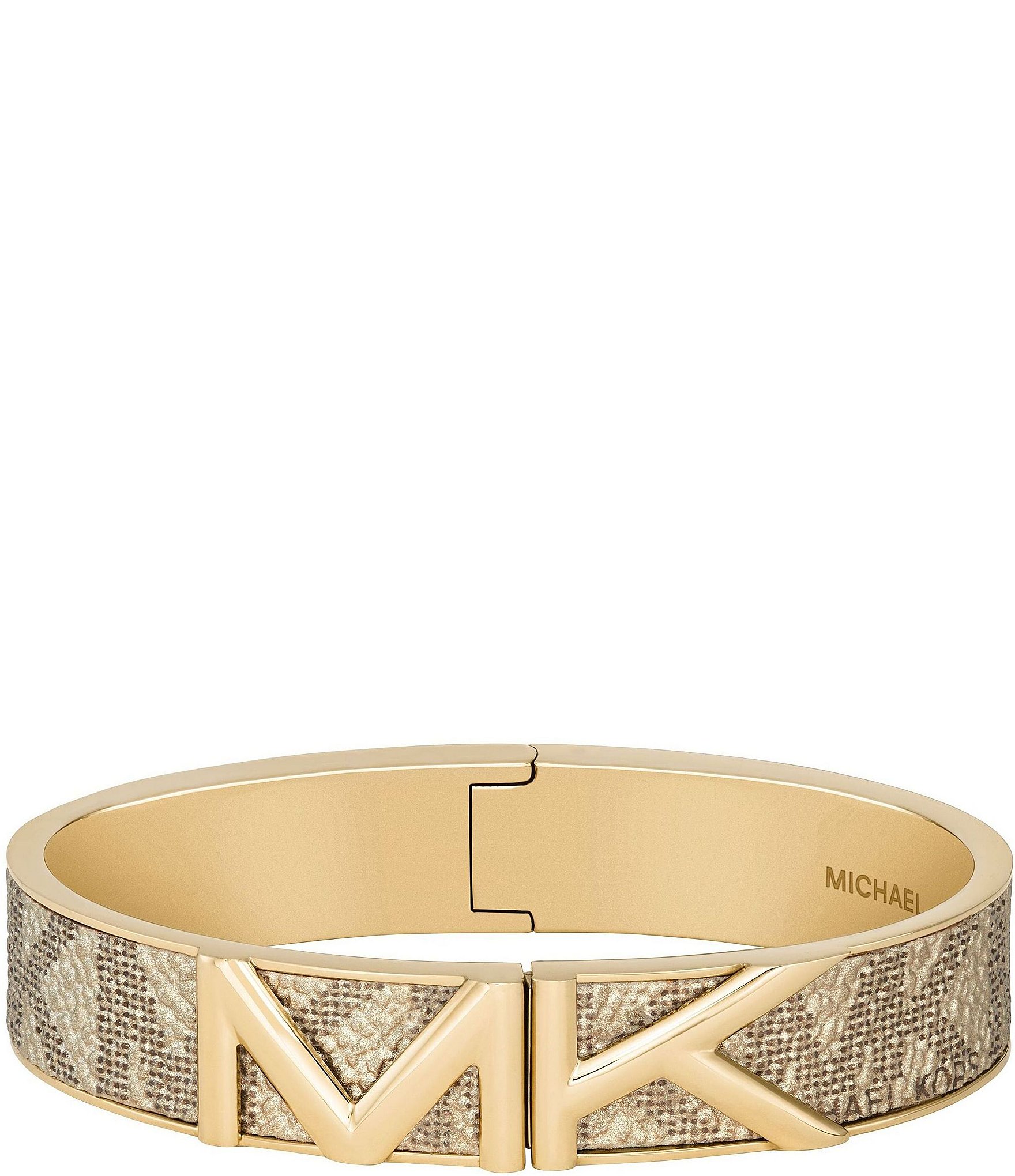 Michael Kors Gold Mott Signature Logo Bangle Bracelet | Dillard's