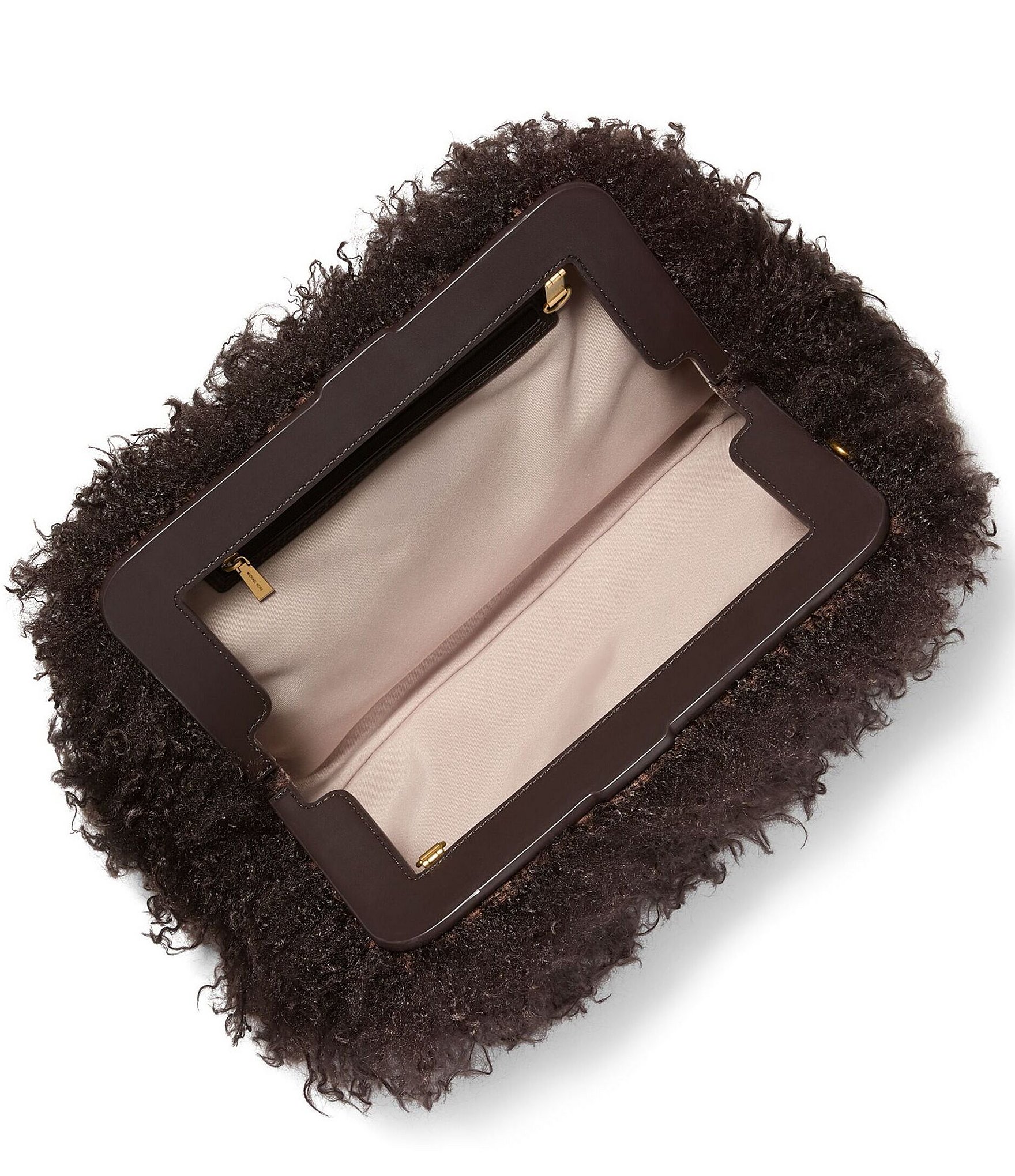 Michael Kors Goldie Large Cloud Sherling Frame Clutch Bag