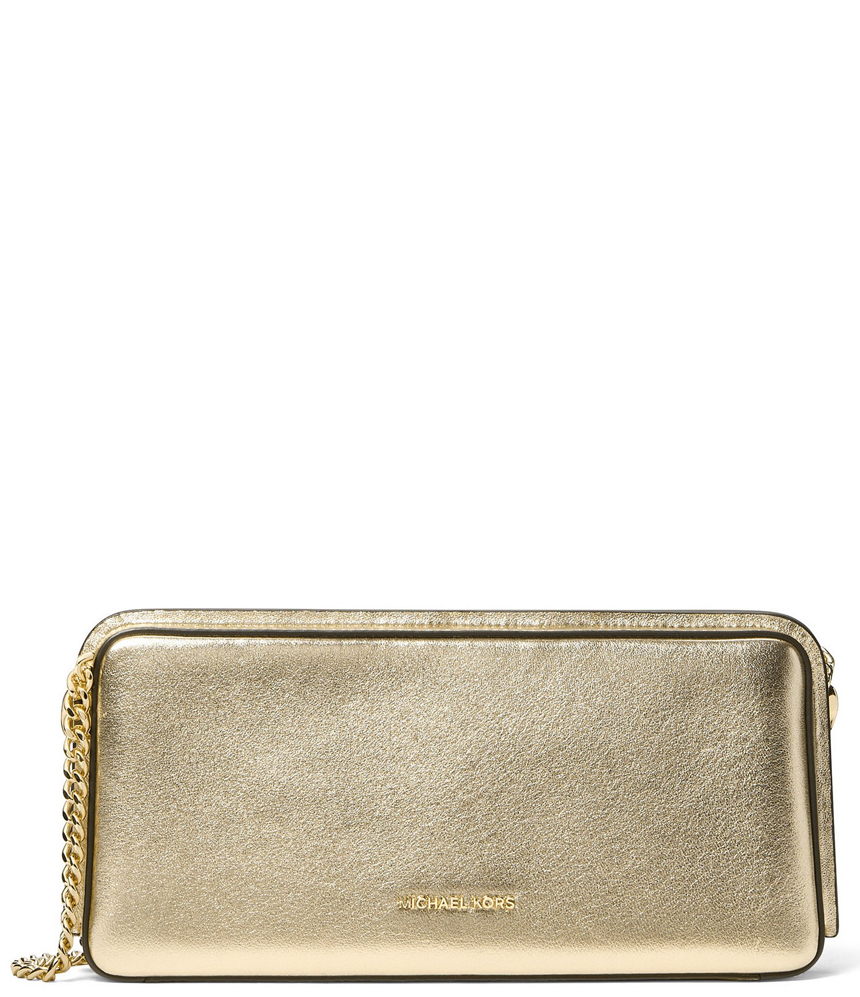 Michael Kors Goldie Medium East West Metallic Chain Clutch