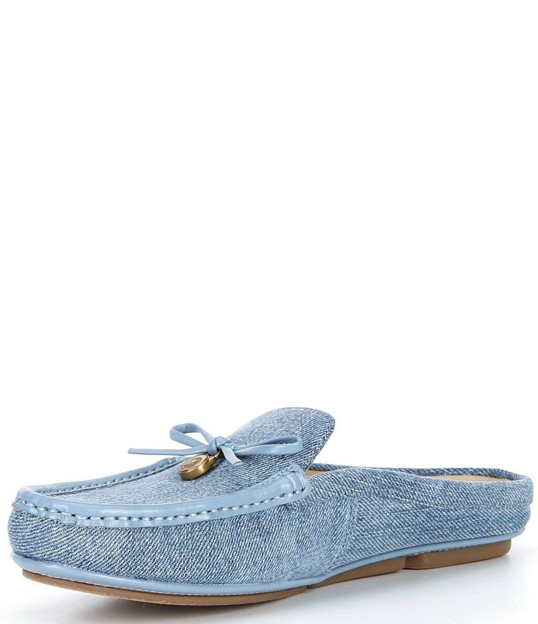 Michael Kors Greta Washed Denim Bow Mules