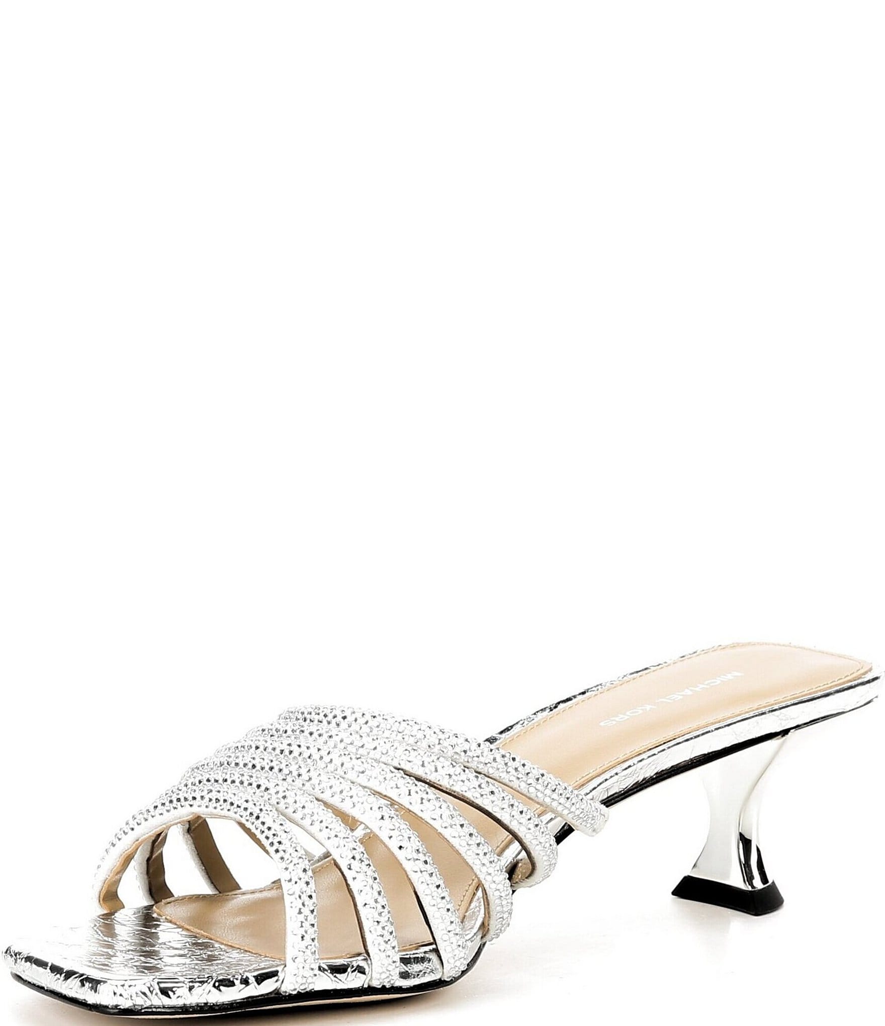 Michael Kors Haisley Microsuede Hot Fix Embellished Kitten Heel Slide Sandals