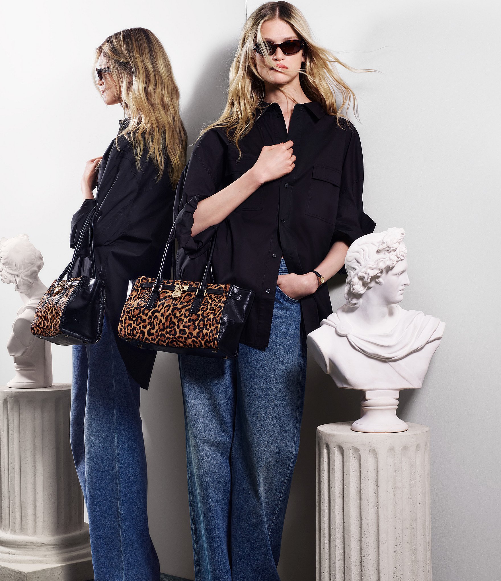 Michael Kors Hamilton Small East West Leopard Print Satchel Bag