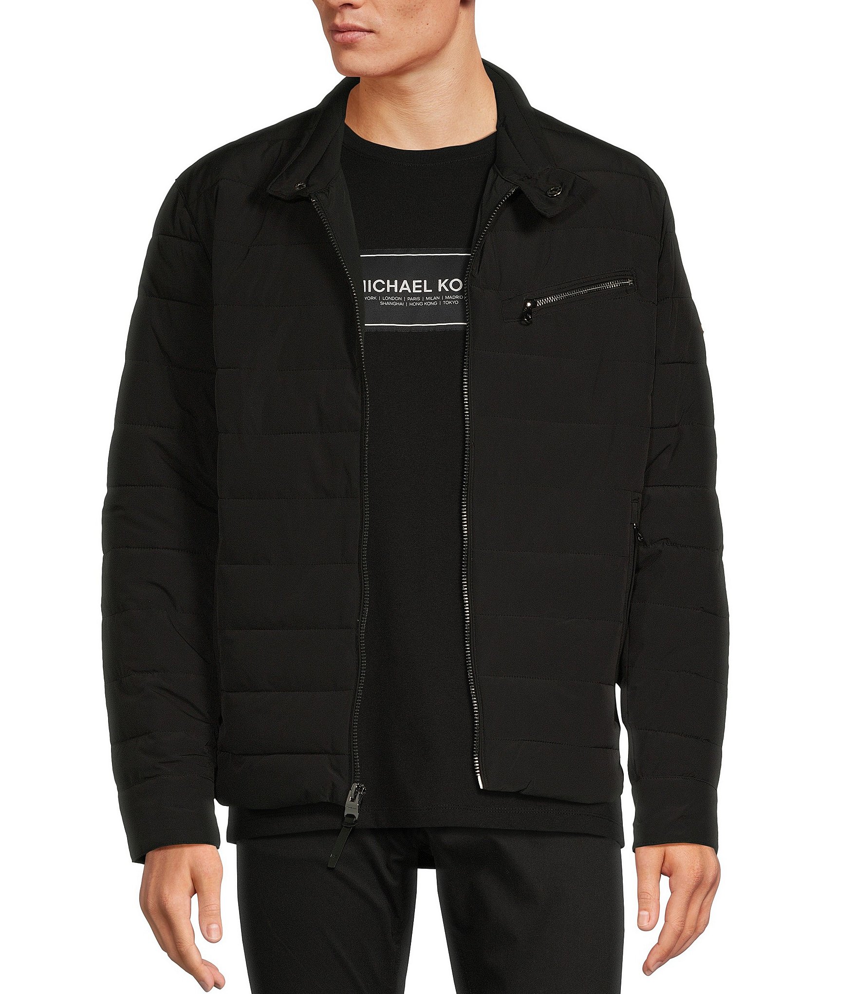 Michael Kors Hawick Motocrycle Stretch Jacket | Dillard's Michael Kors Hawick Motocrycle Stretch Jacket | Dillard's