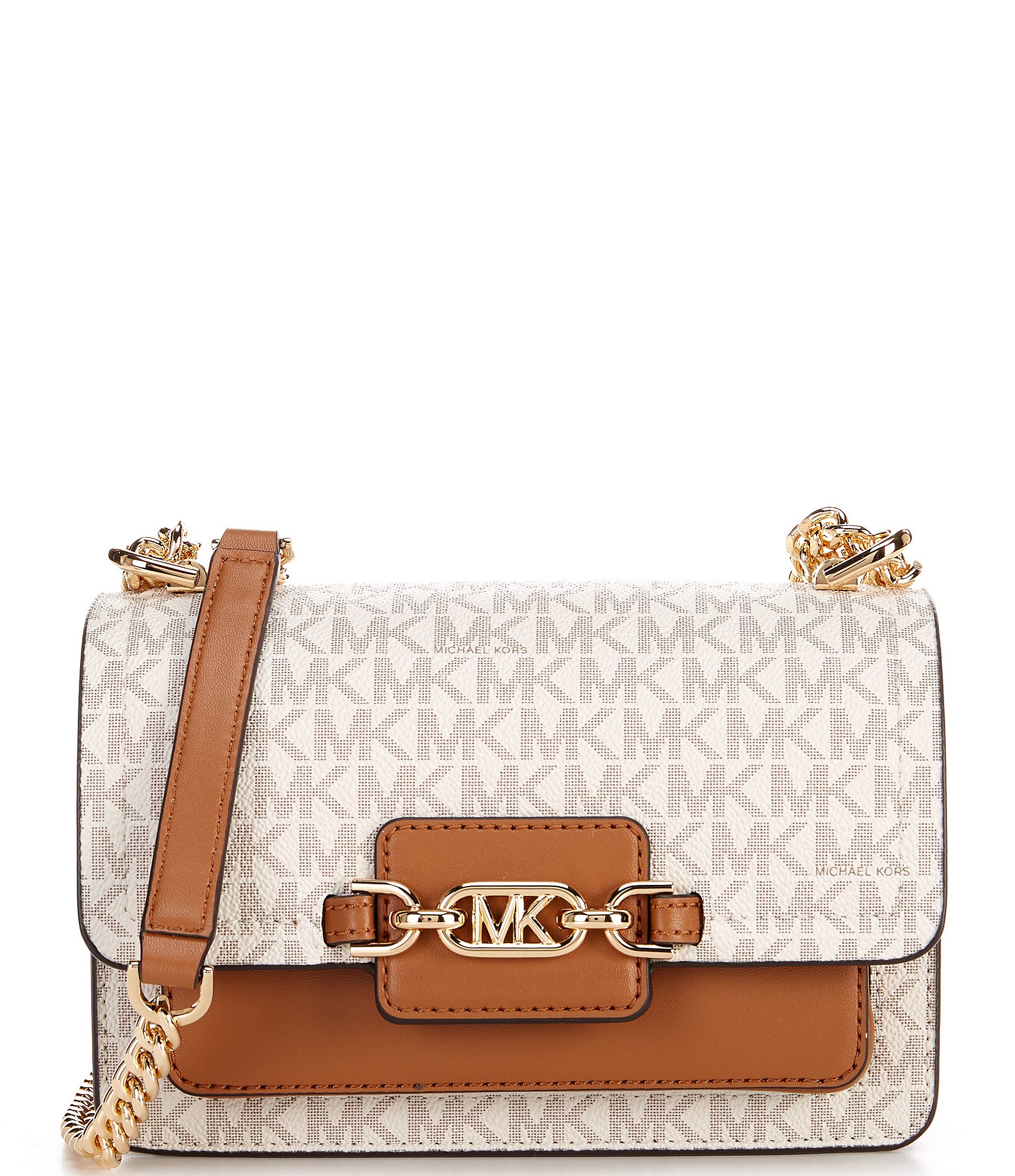 Mk Marilyn Medium Logo Tote Bag - Vanilla/Acorn - Michael Kors