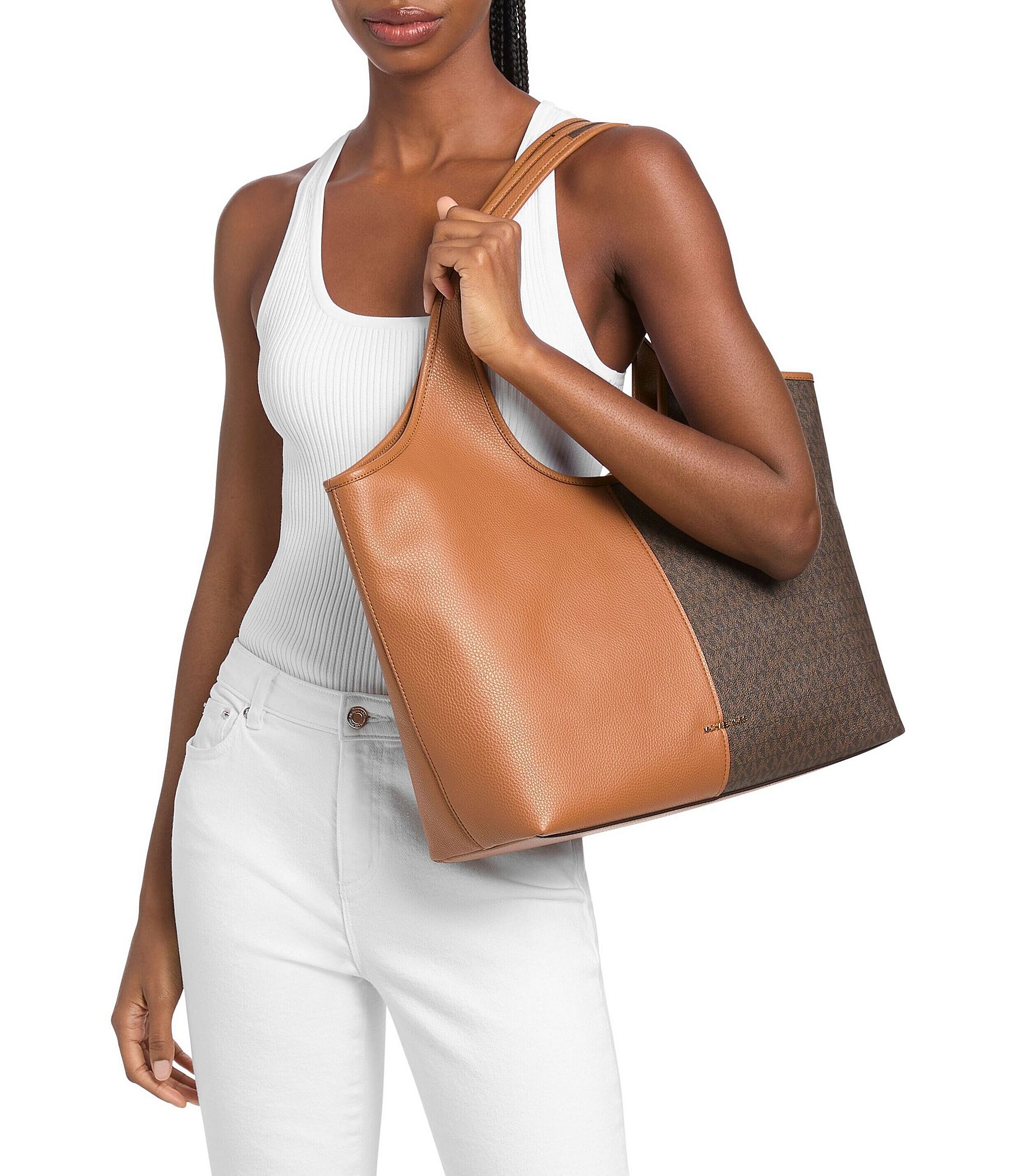 Michael Kors Henly Large Shopper Solid Logo Mix Tote Bag