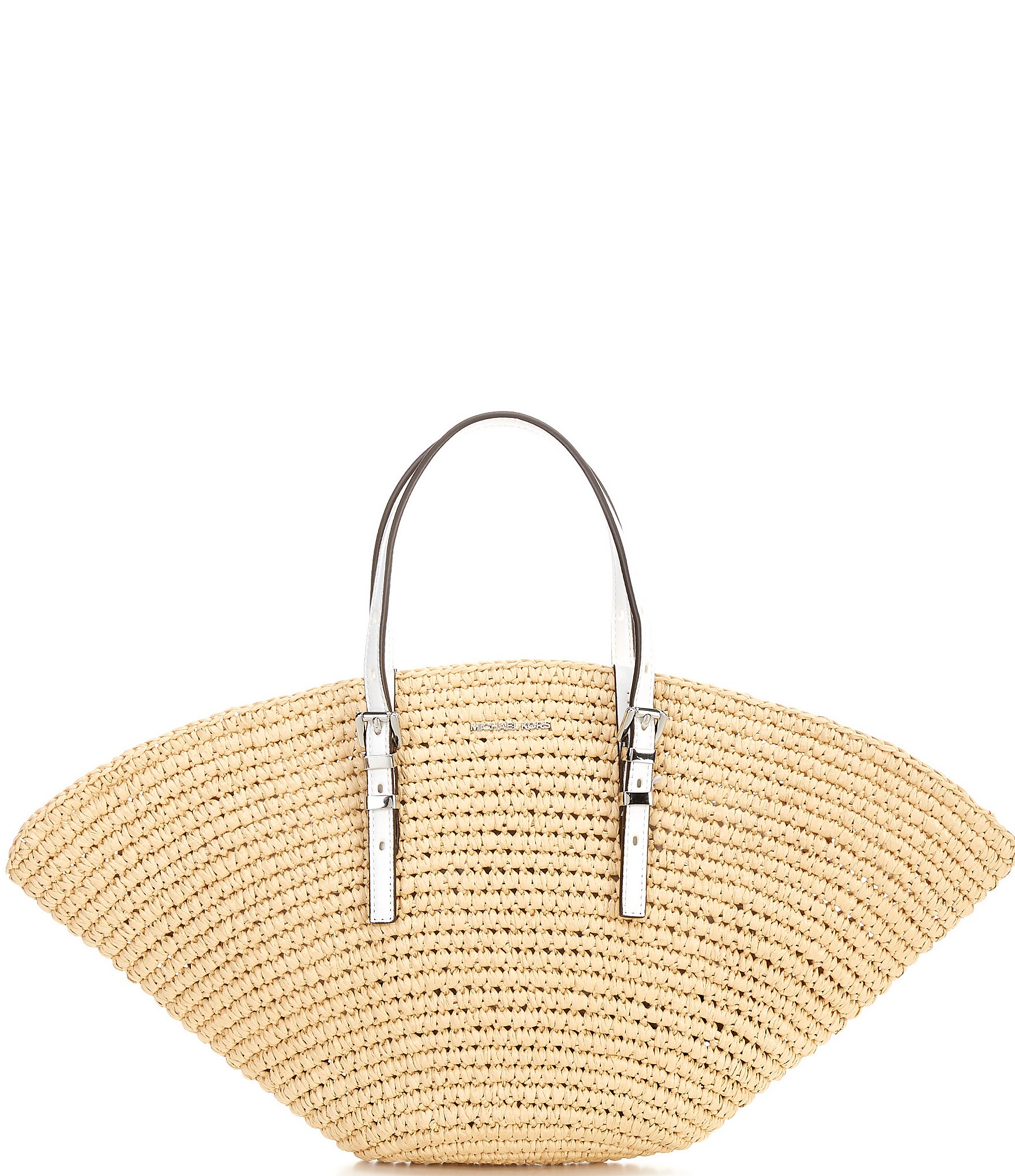 Michael Kors Isa Small Straw Fan Tote Bag | Dillard's