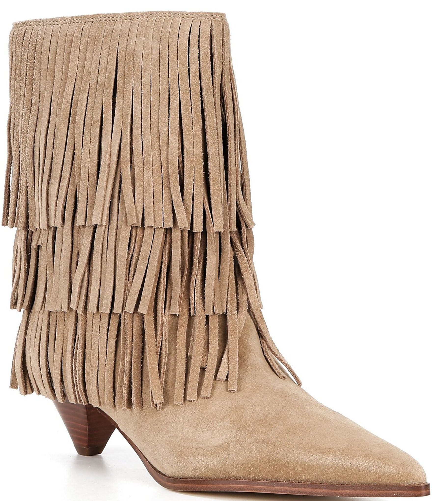 Michael Kors Jayla Suede Fringe Cone Heel Booties