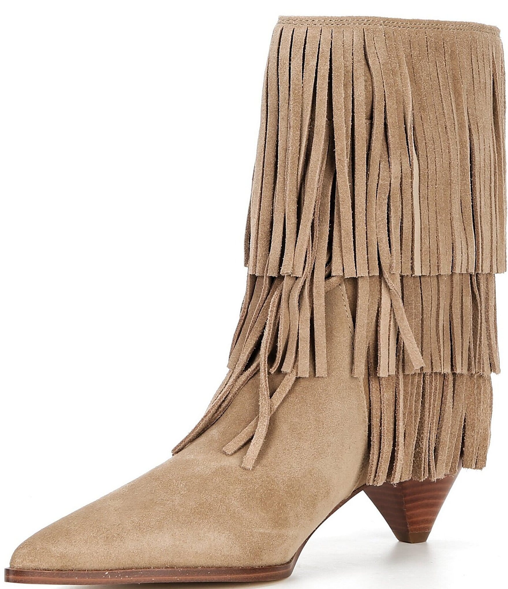 Michael Kors Jayla Suede Fringe Cone Heel Booties