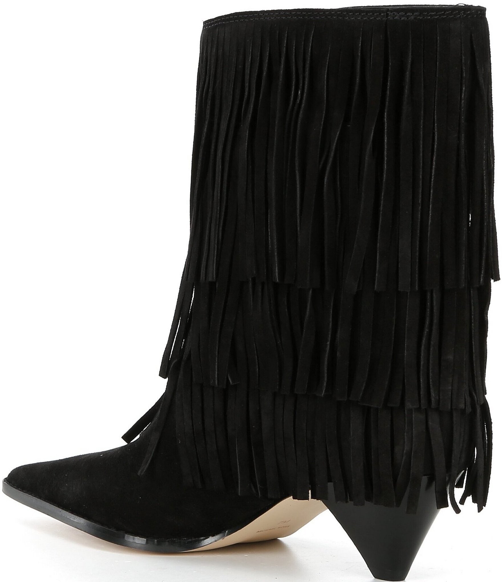 Michael Kors Jayla Suede Fringe Cone Heel Booties