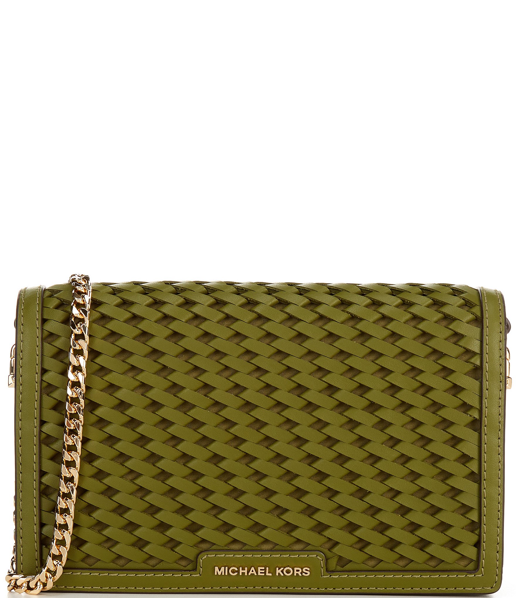 Michael Kors Jet Set Medium Woven Leather Crossbody Bag