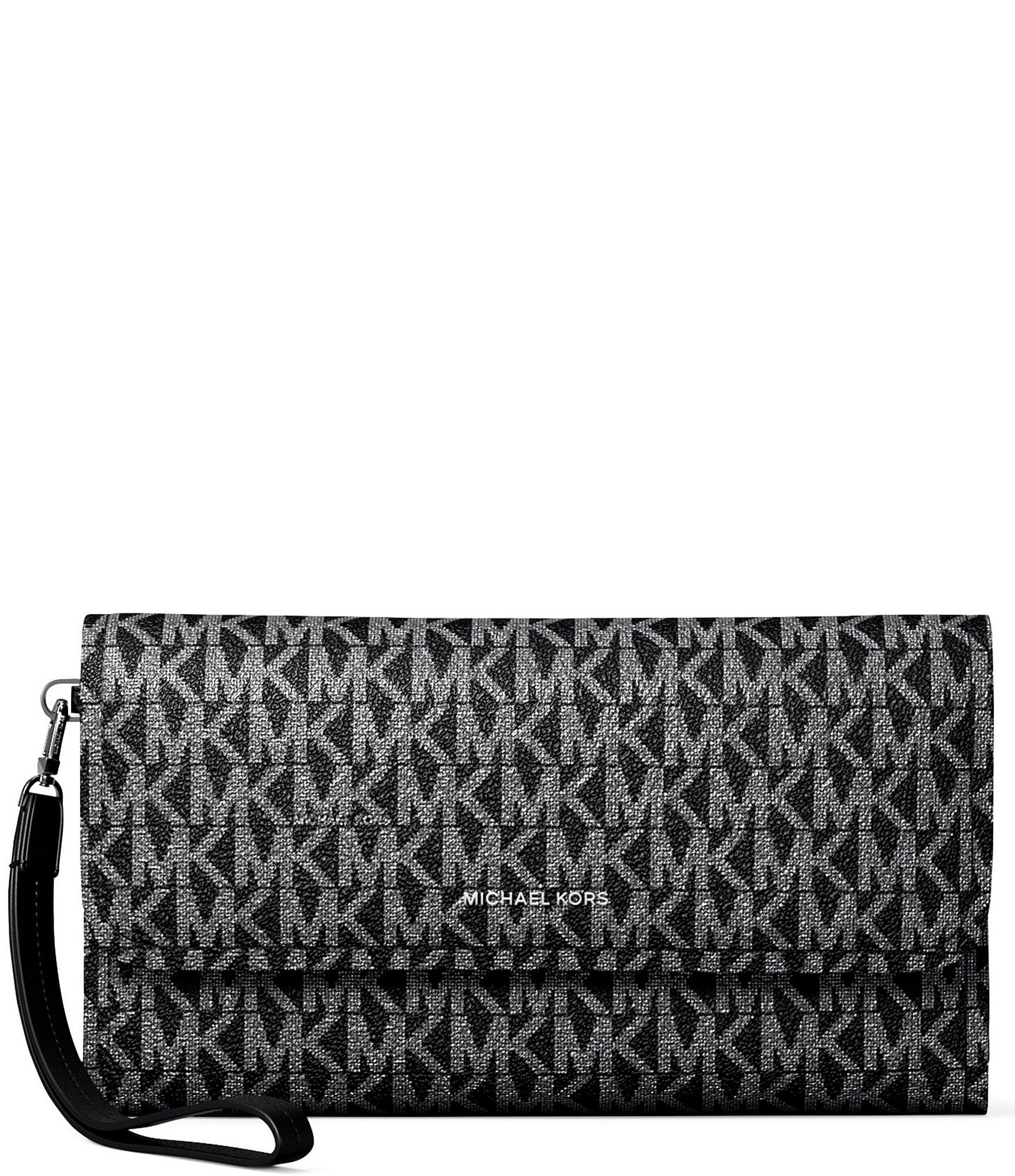 Michael Kors Jet Set Medium Logo Metallic Dots Flap Double Zip Wristlet