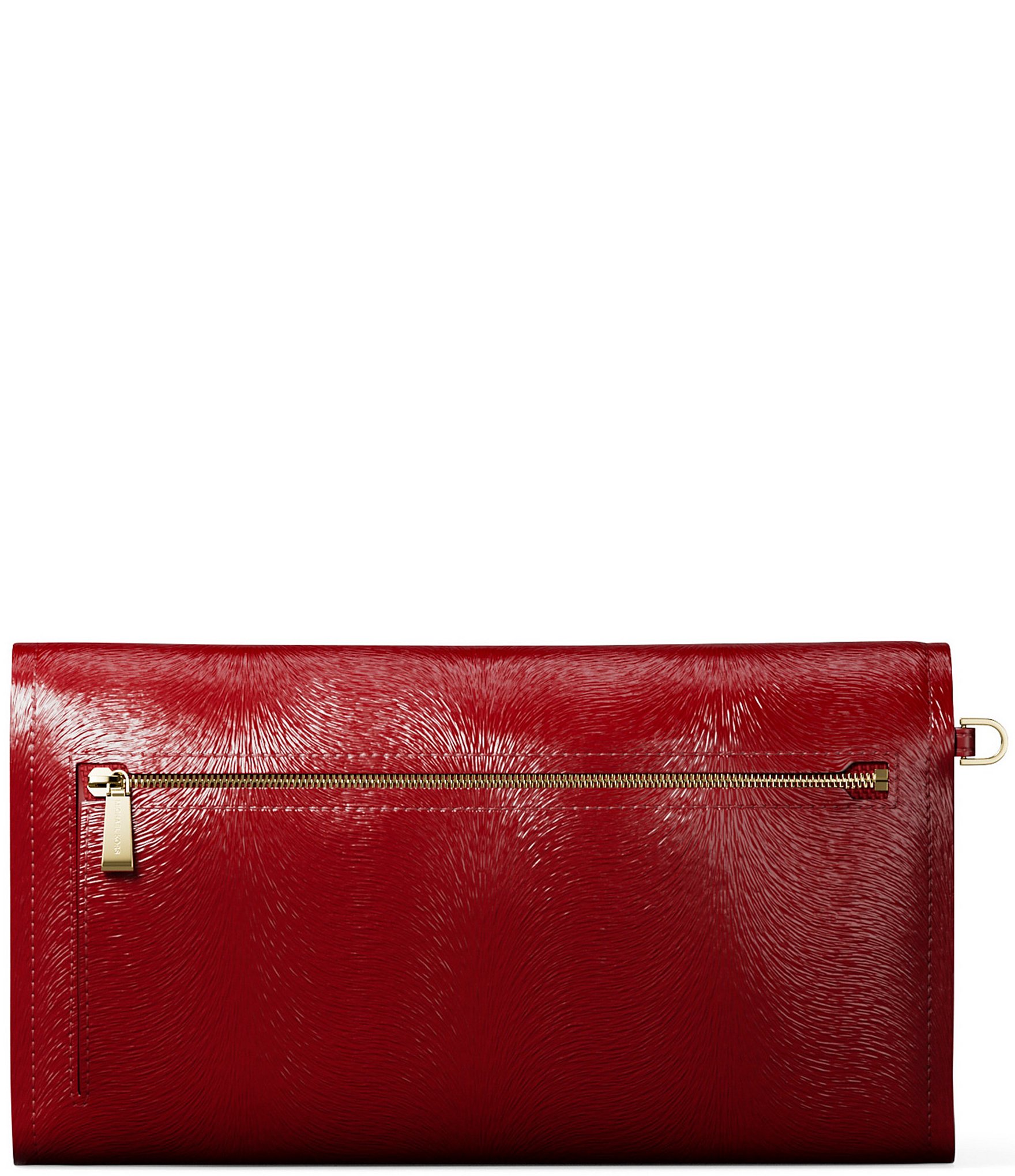 Michael Kors Jet Set Medium Patent Haircalf Embossed Flap Double Zip Wristlet