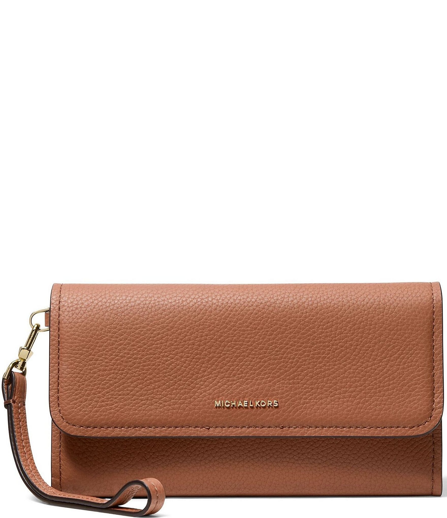 Michael Kors Jet Set Pebbled Leather Medium Flap Double Zip Wristlet