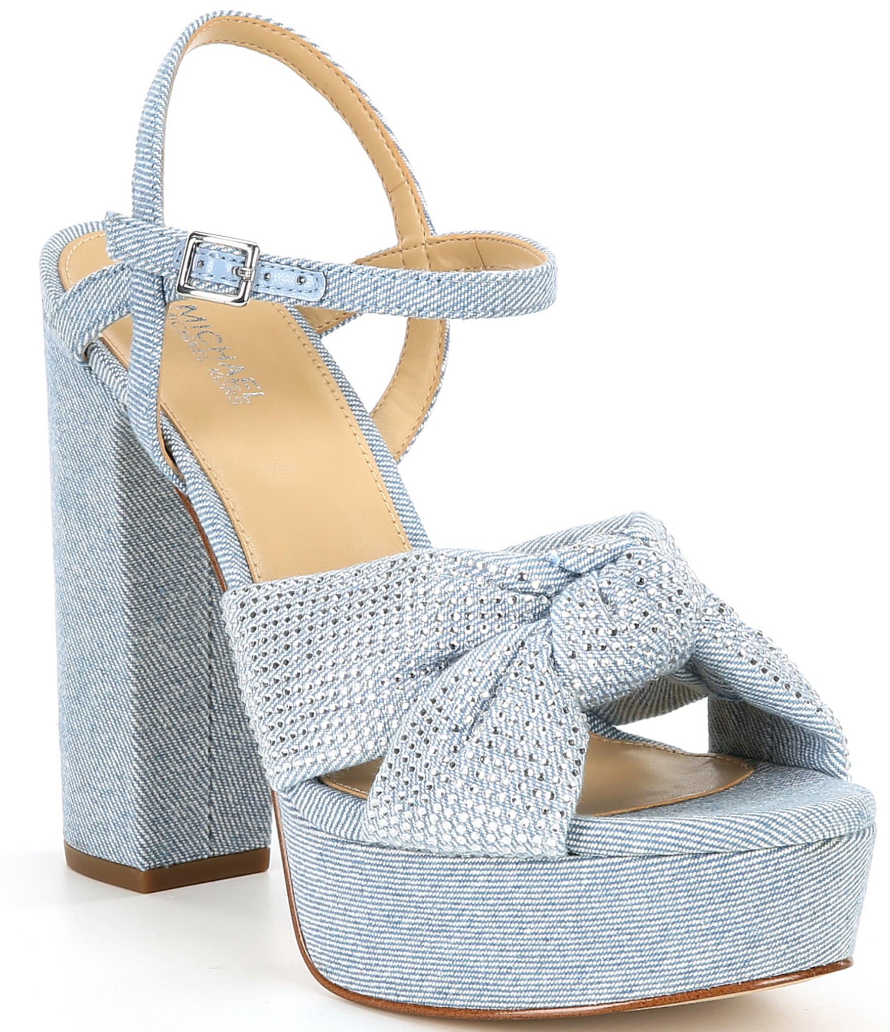 Michael Kors Josie Rhinestone Denim Platform Sandals Dillard s