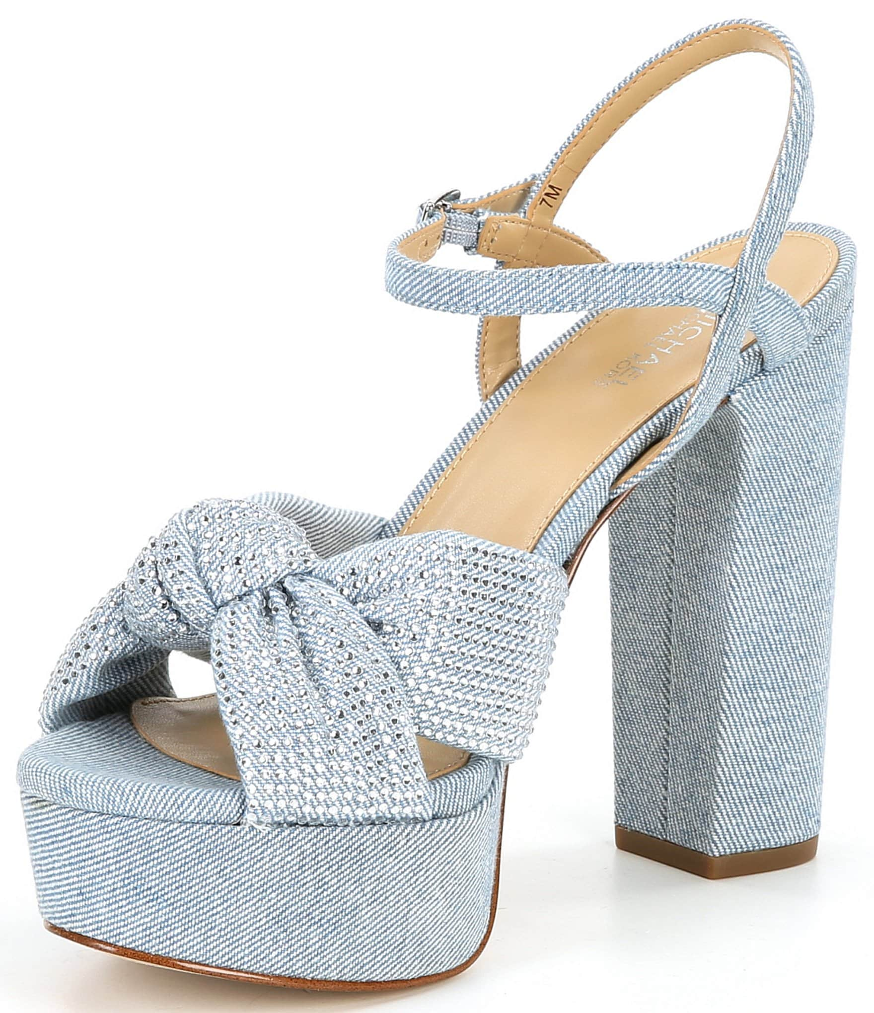 Michael Kors Josie Rhinestone Denim Platform Sandals