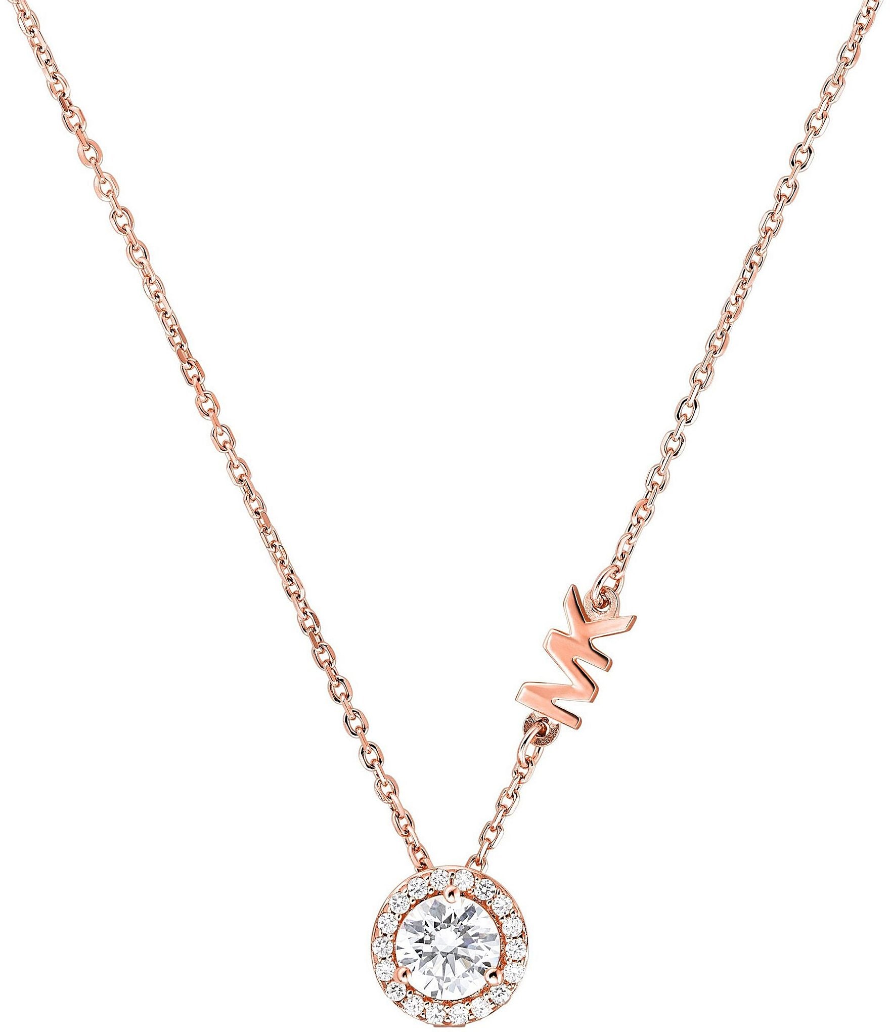 Michael Kors Padlock Pave Heart Charm Rose Gold Tone Necklace Mkj7400 for  sale online | eBay