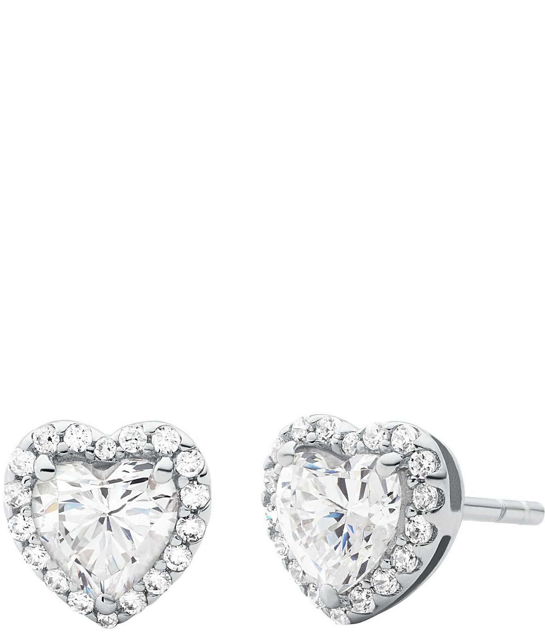 14k Rose Goldplated Sterling Silver Pavé Heart Stud Earrings  Michael Kors