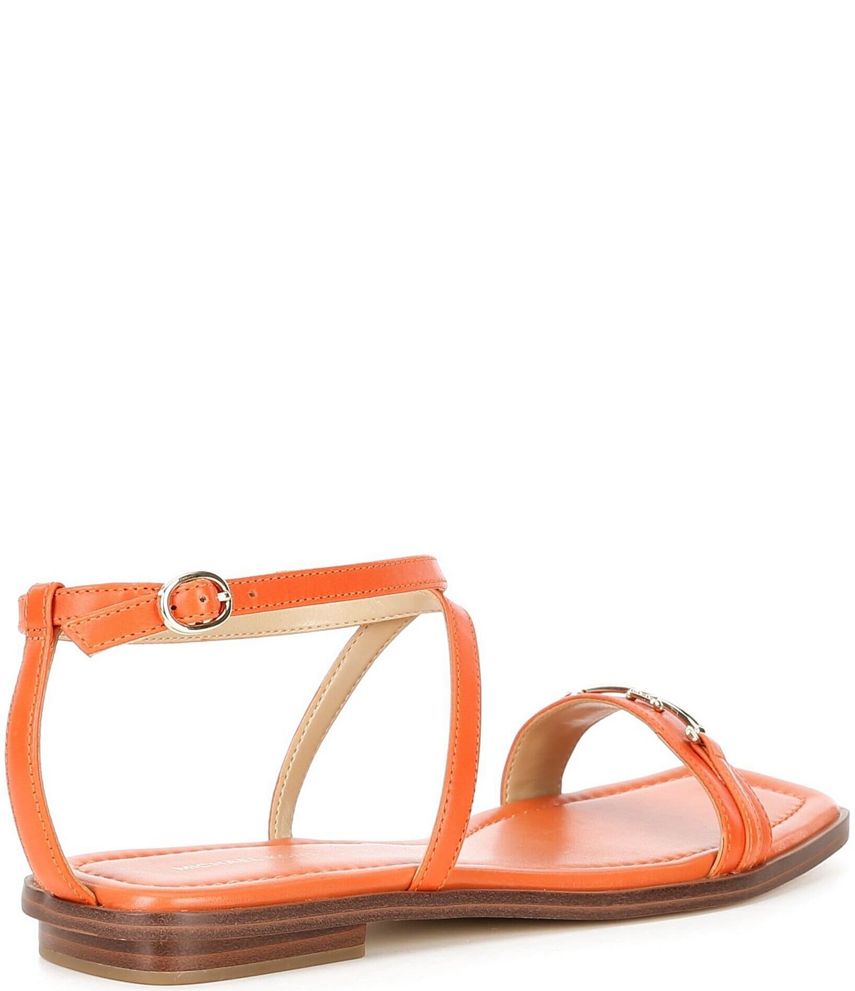 Michael Kors Lena Leather Bit Buckle Flat Sandals