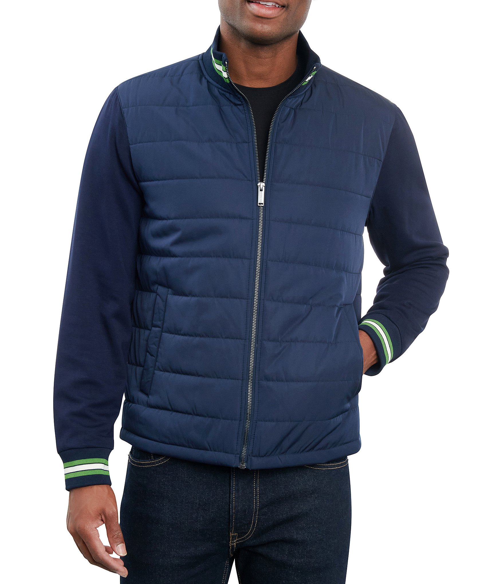 Roundtree & Yorke Matte Diamond Quilted Bomber Jacket