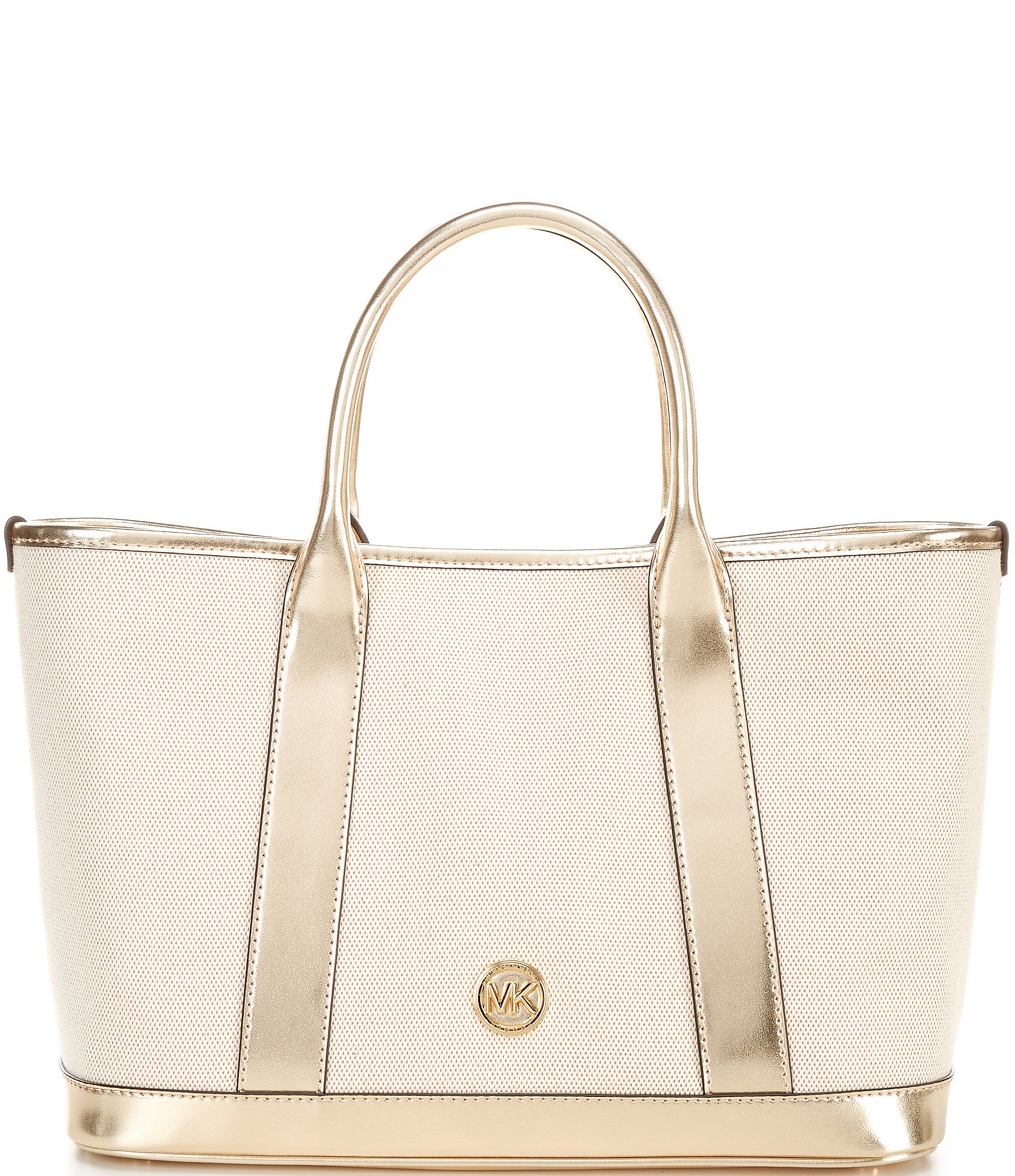 Michael Kors Luisa Medium Cotton Canvas and Metallic Satchel Bag