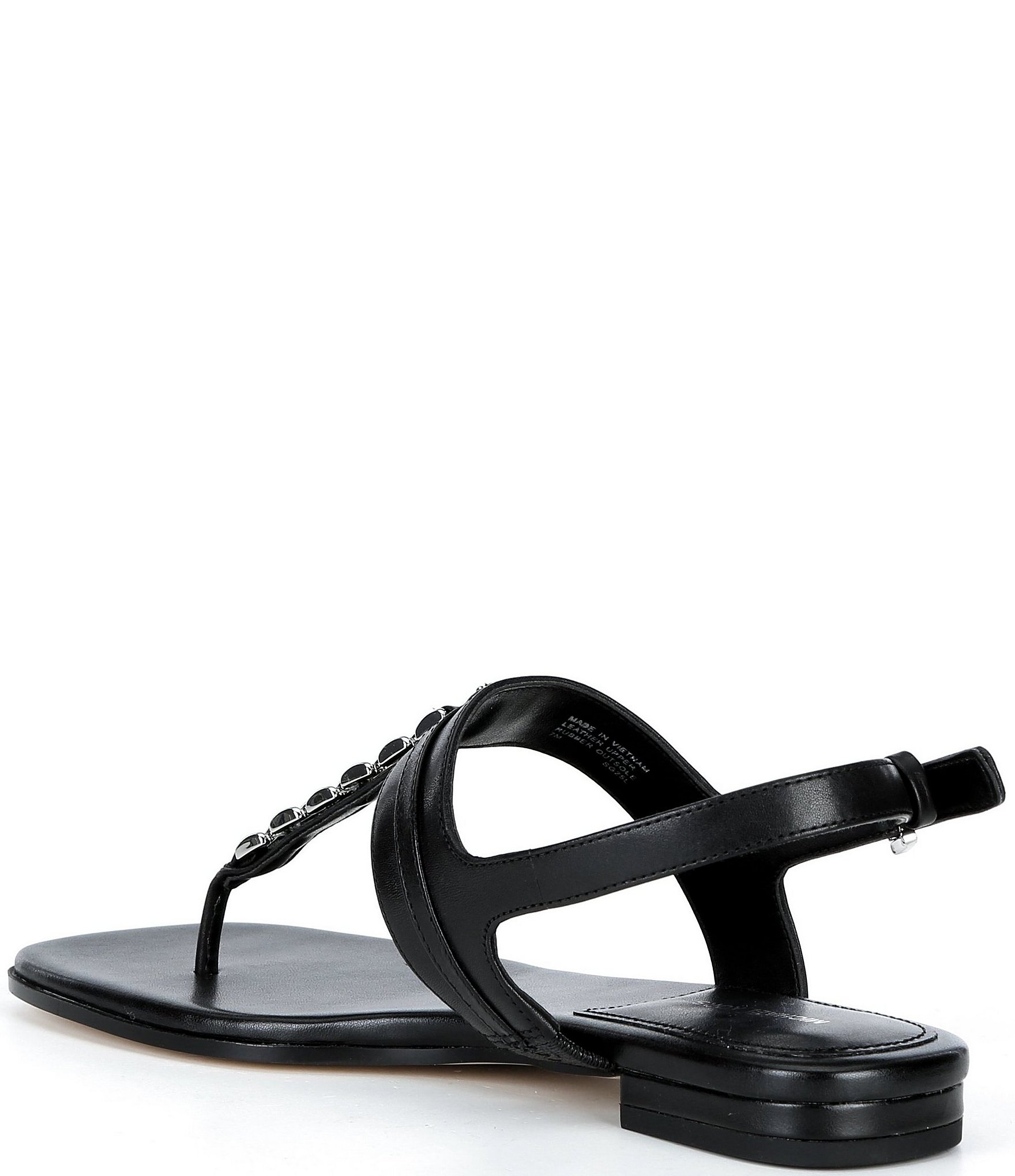 Michael Kors Marcia Leather Chain Hardware Thong Sandals
