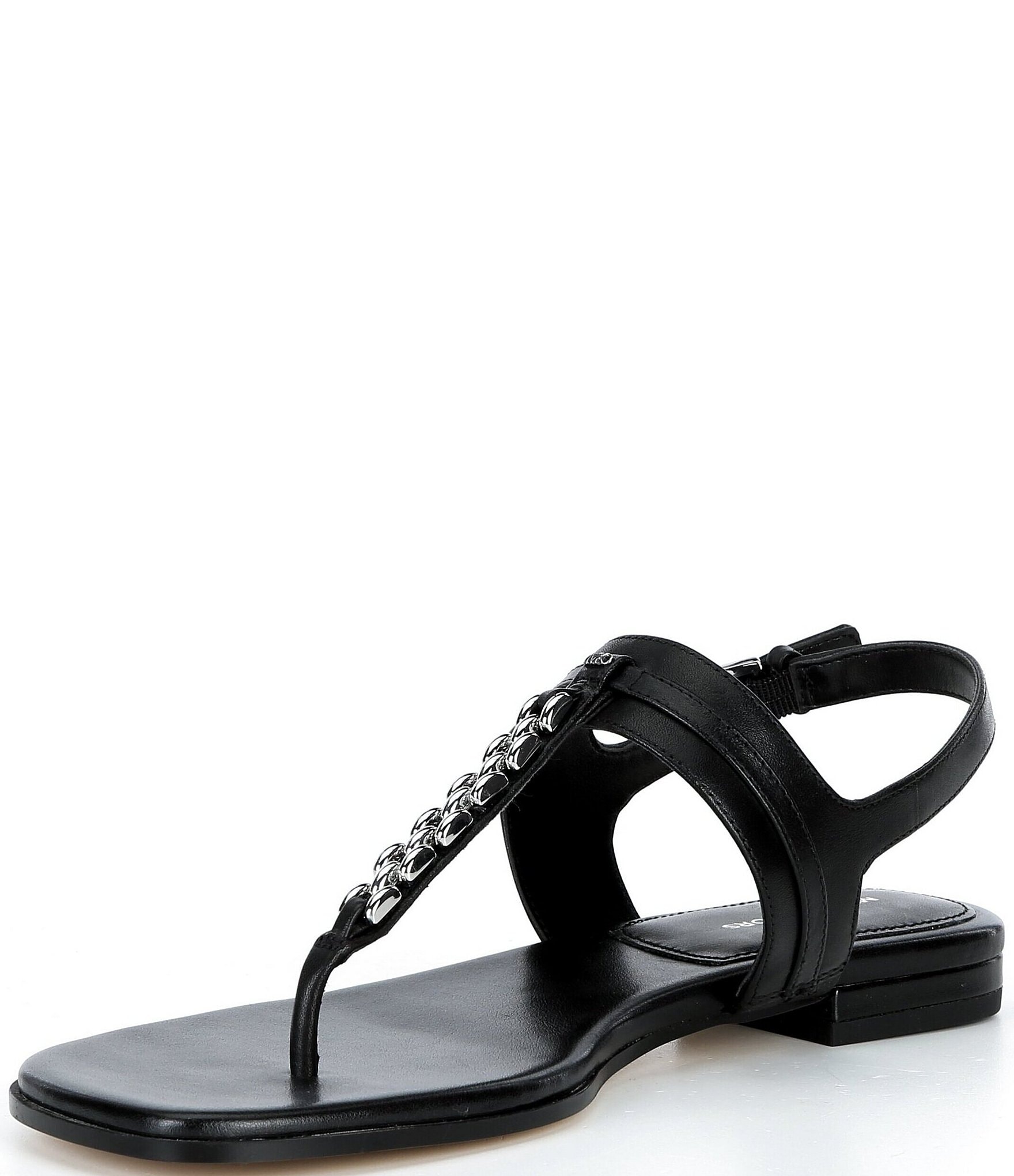 Michael Kors Marcia Leather Chain Hardware Thong Sandals