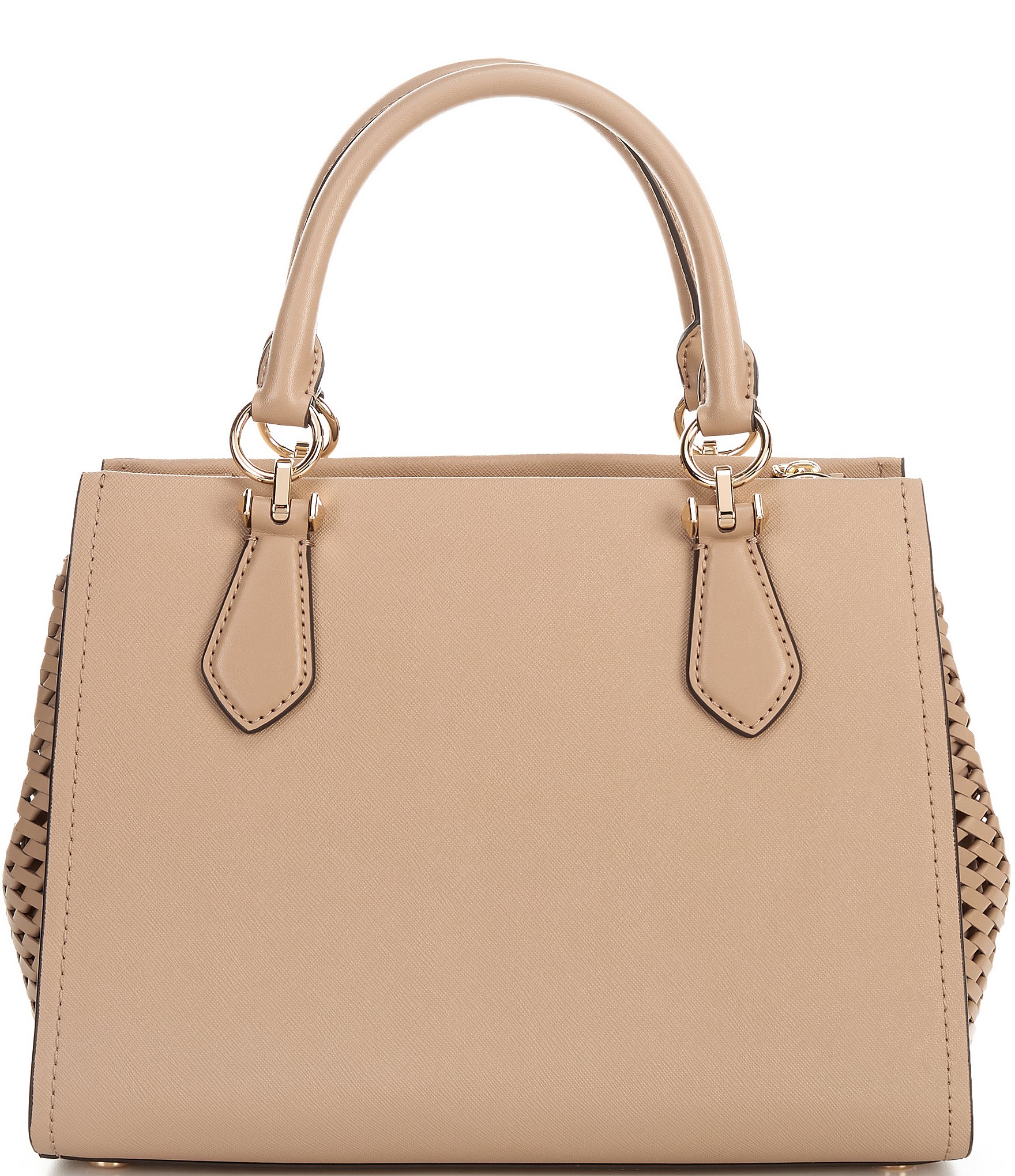 Michael Kors Marilyn Canvas Medium Saffiano Leather Satchel Bag