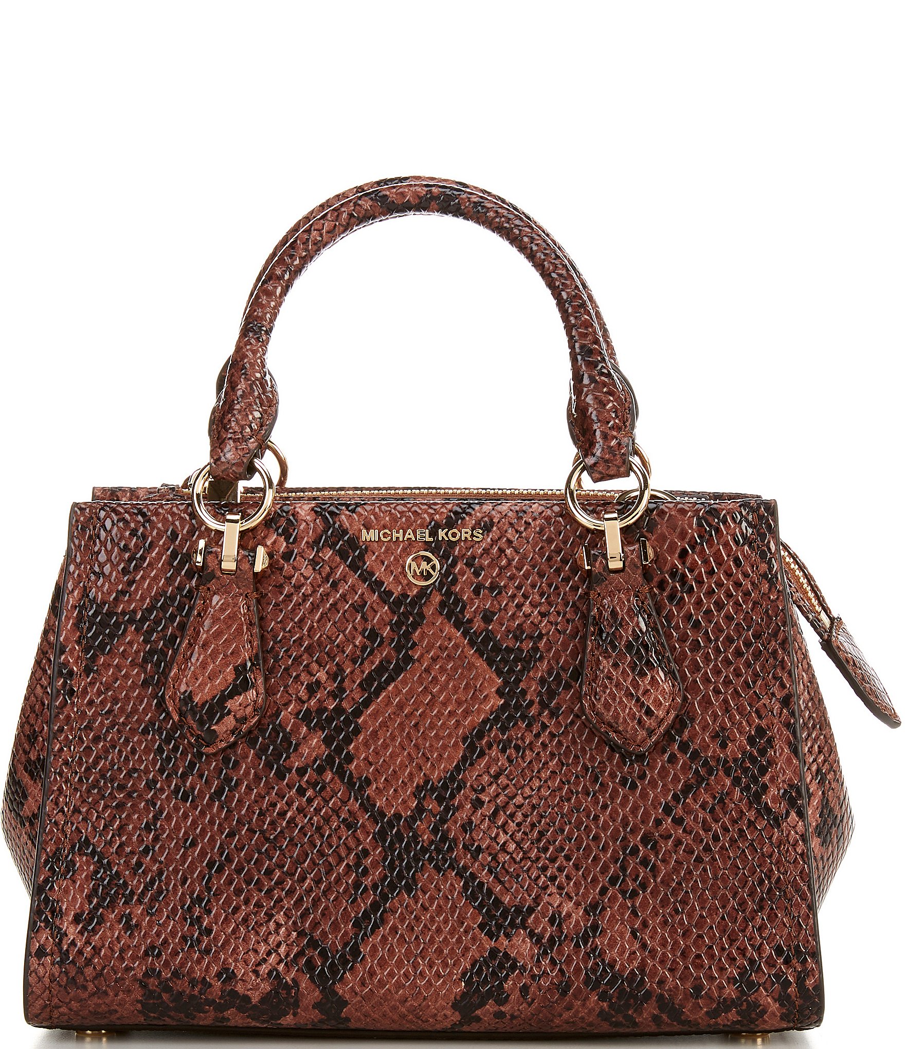 Michael Kors Marilyn Small Snake Embossed Leather Gold Metal Crossbody ...