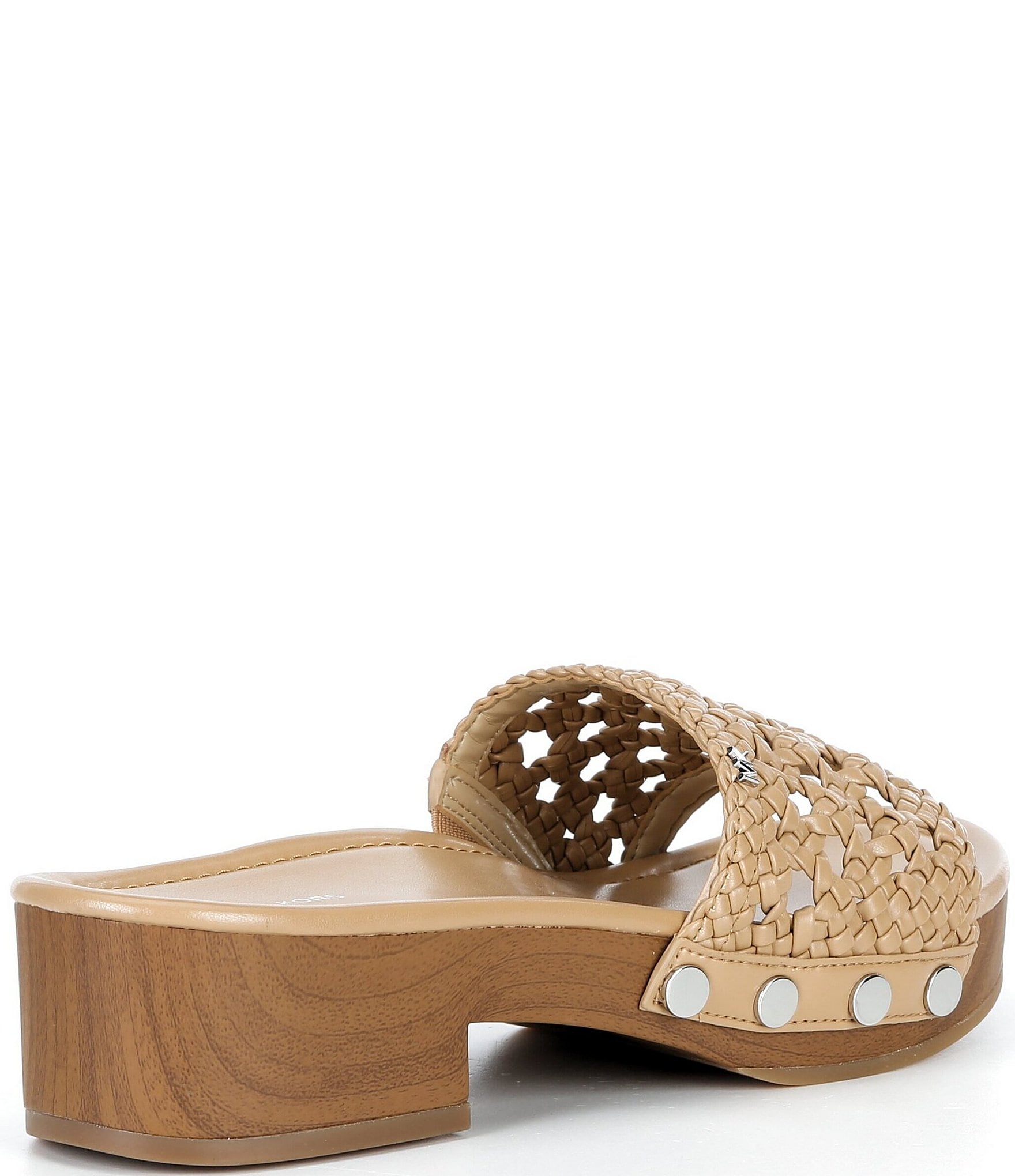 Michael Kors Mayes Woven Platform Block Heel Slide Sandals
