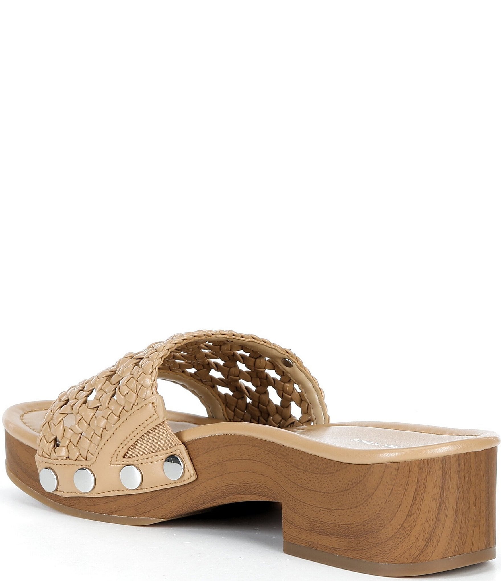Michael Kors Mayes Woven Platform Block Heel Slide Sandals
