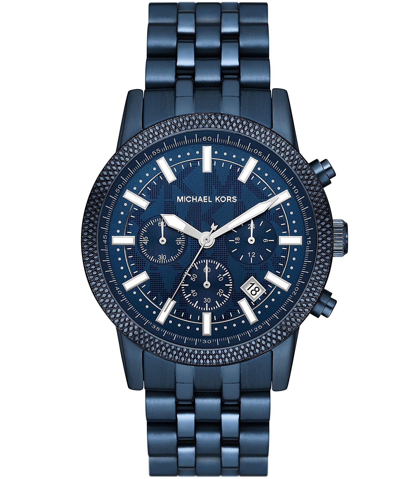 Michael Kors Men's Hutton Chronograph Navy Stainless Steel Watch ...