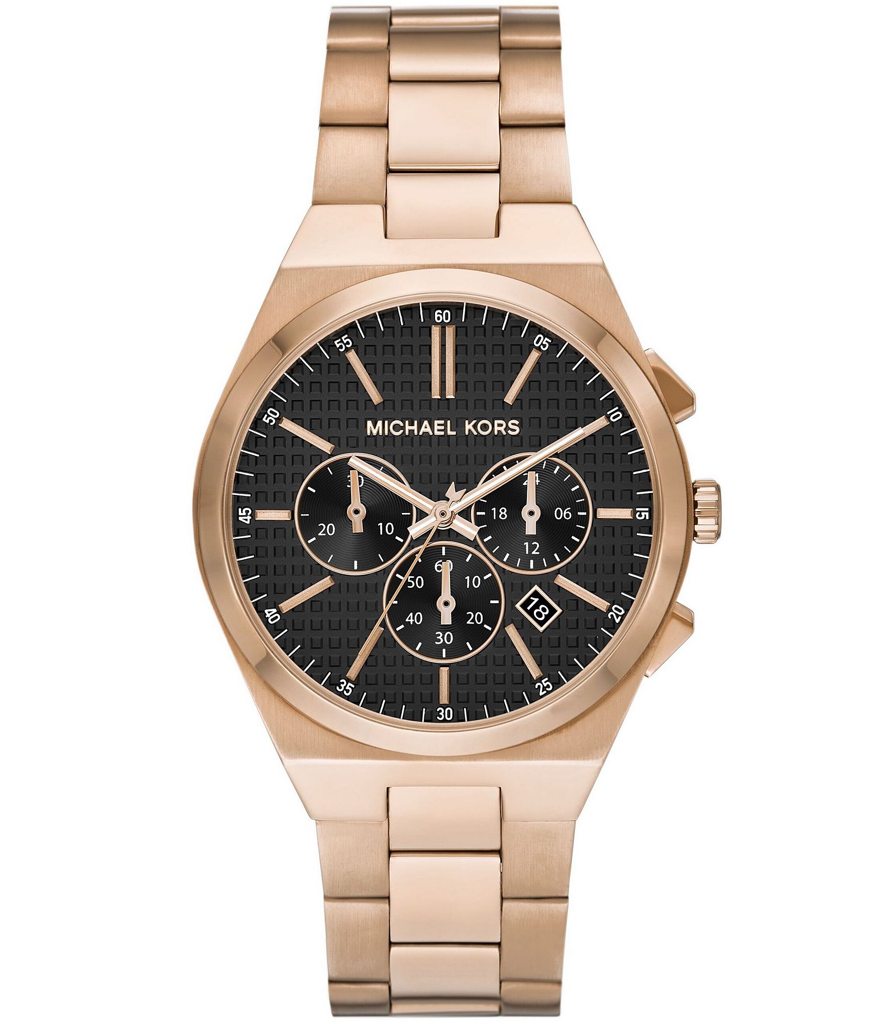 Michael Kors Men's Lennox Chronograph Beige Gold-Tone Stainless Steel Bracelet Watch