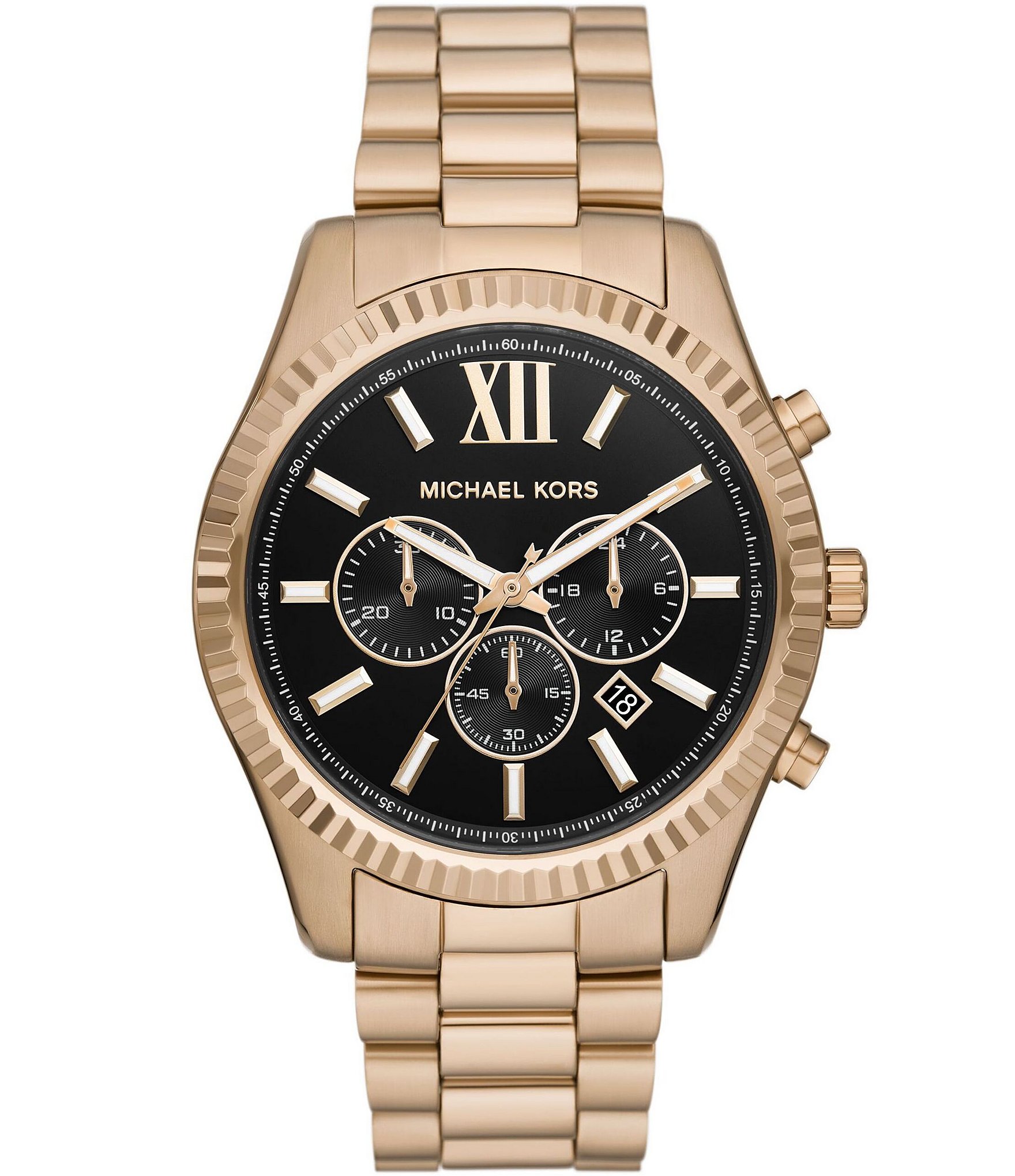 Michael Kors Men's Lexington Chronograph Beige Gold-Tone Stainless Steel Bracelet Watch