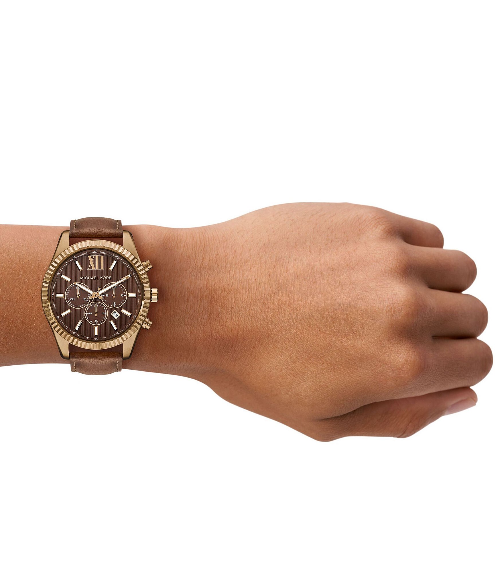 Michael Kors Men's Lexington Quartz Chronograph Leather Strap Watch