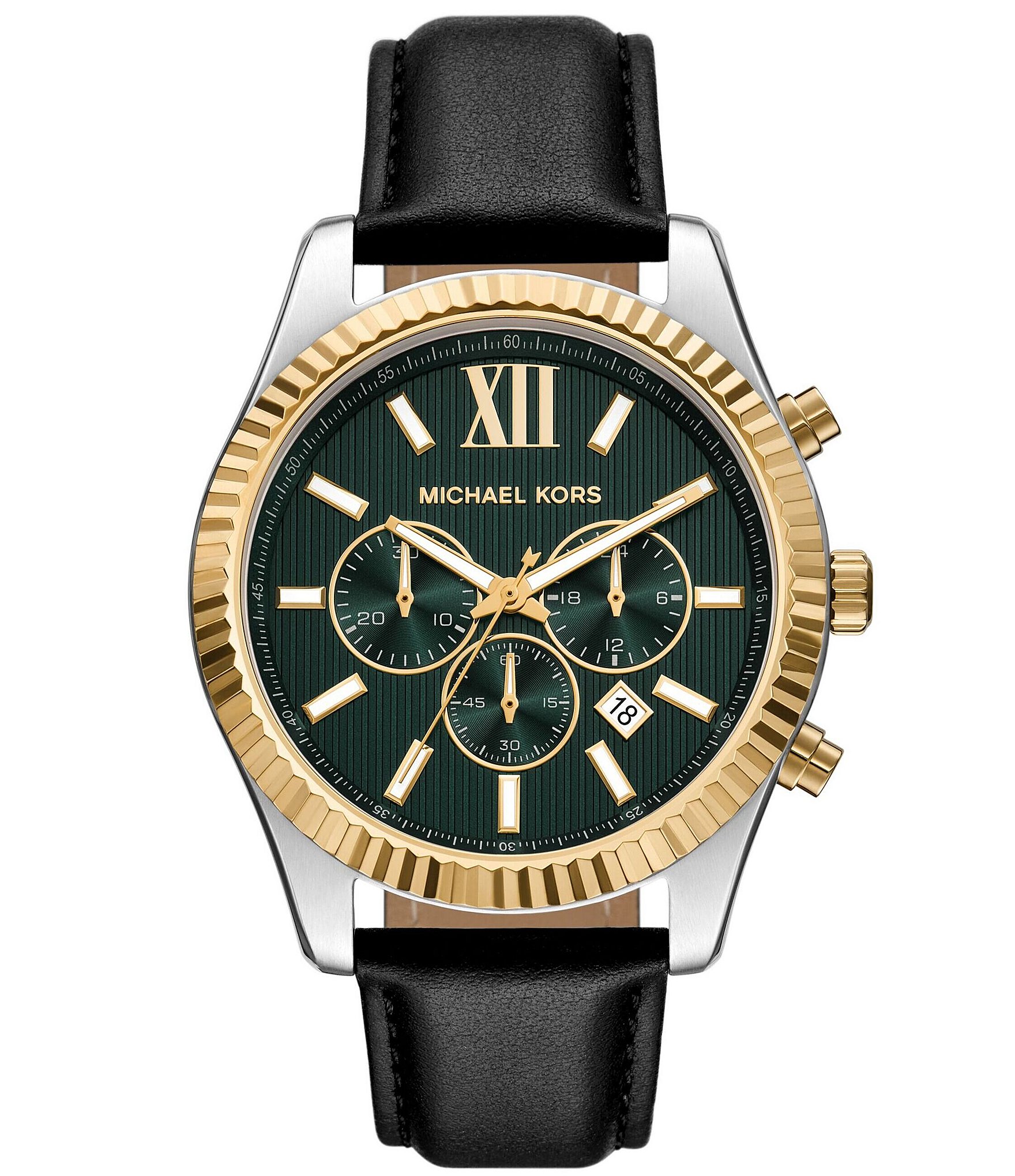 Michael Kors Men's Lexington Quartz Chronograph Leather Strap Watch