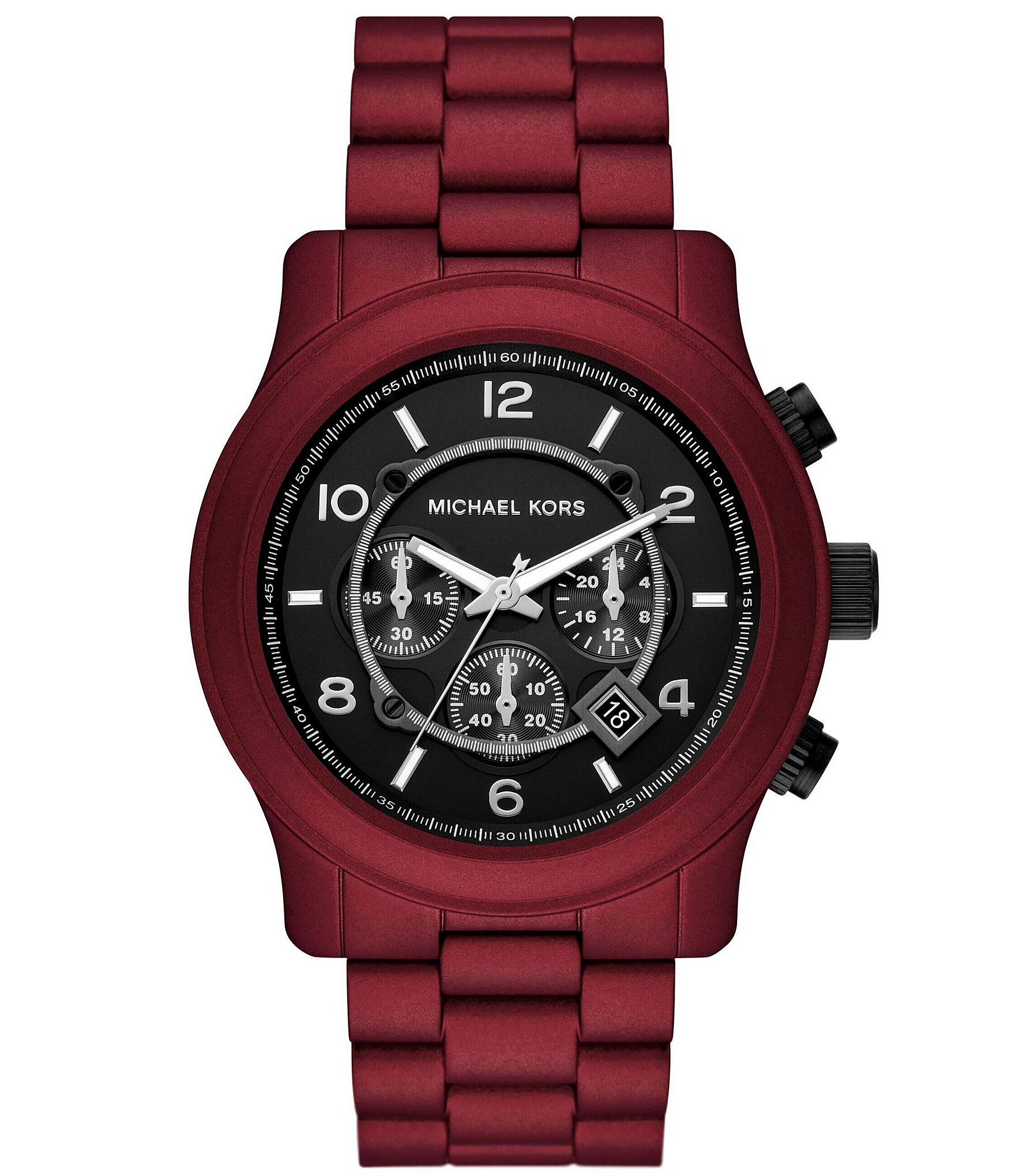 Michael Kors Men's Runway Chronograph Red Matte Coated Stainless Steel Bracelet Watch