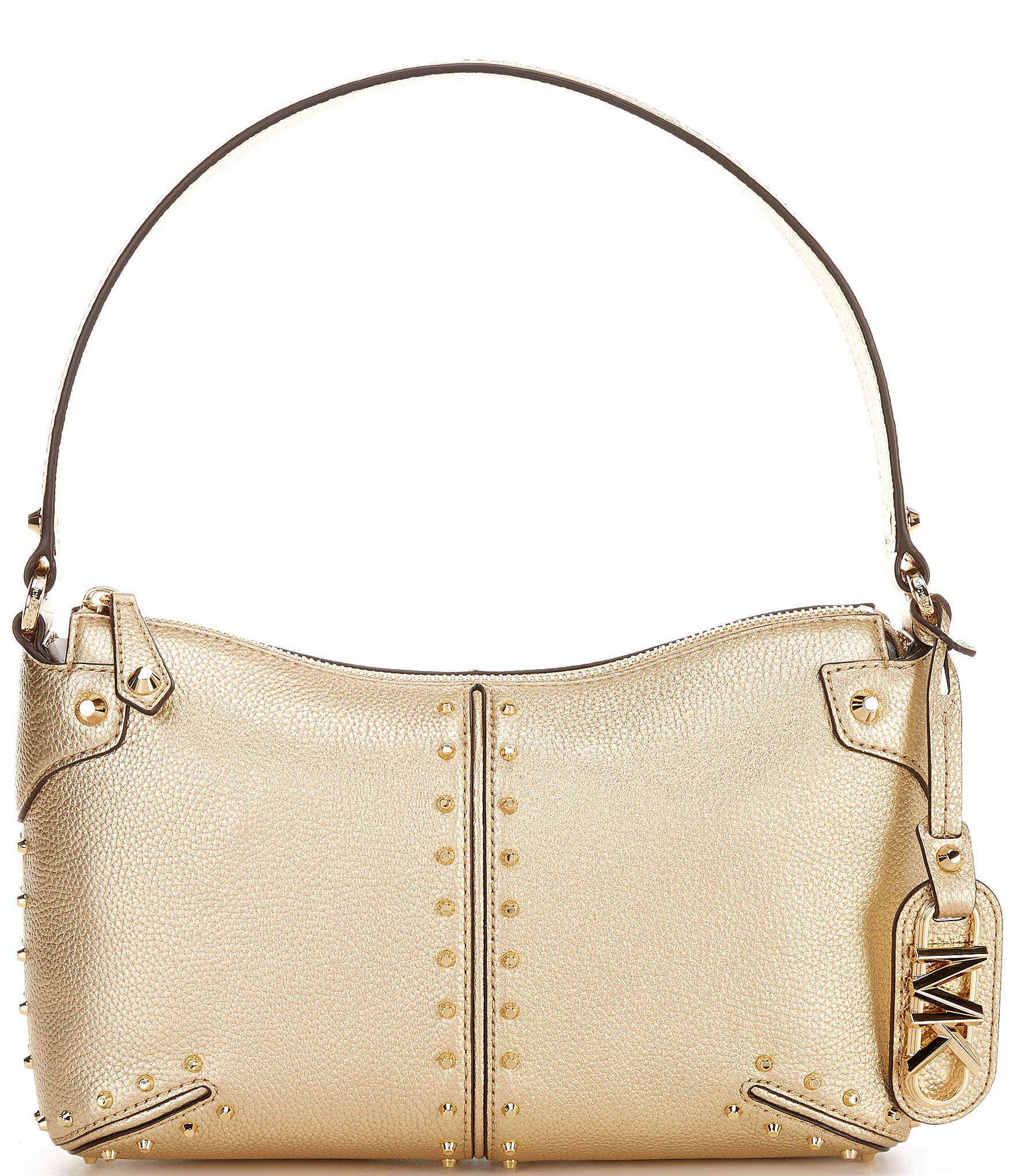 Michael kors white 2024 handbag with gold studs