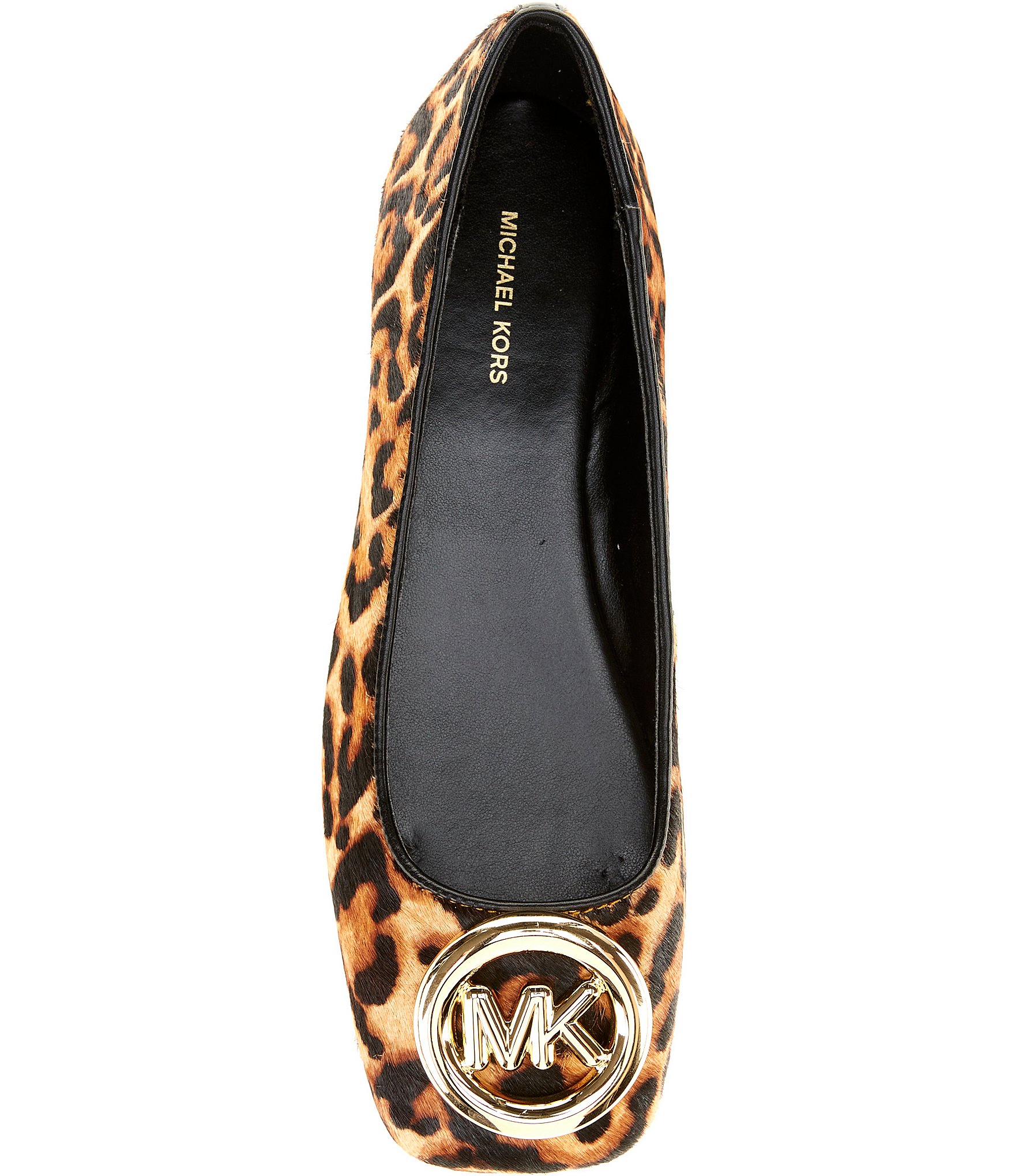 Michael Kors Milan Flex Leopard Print Haircalf Logo Ornament Ballet Flats