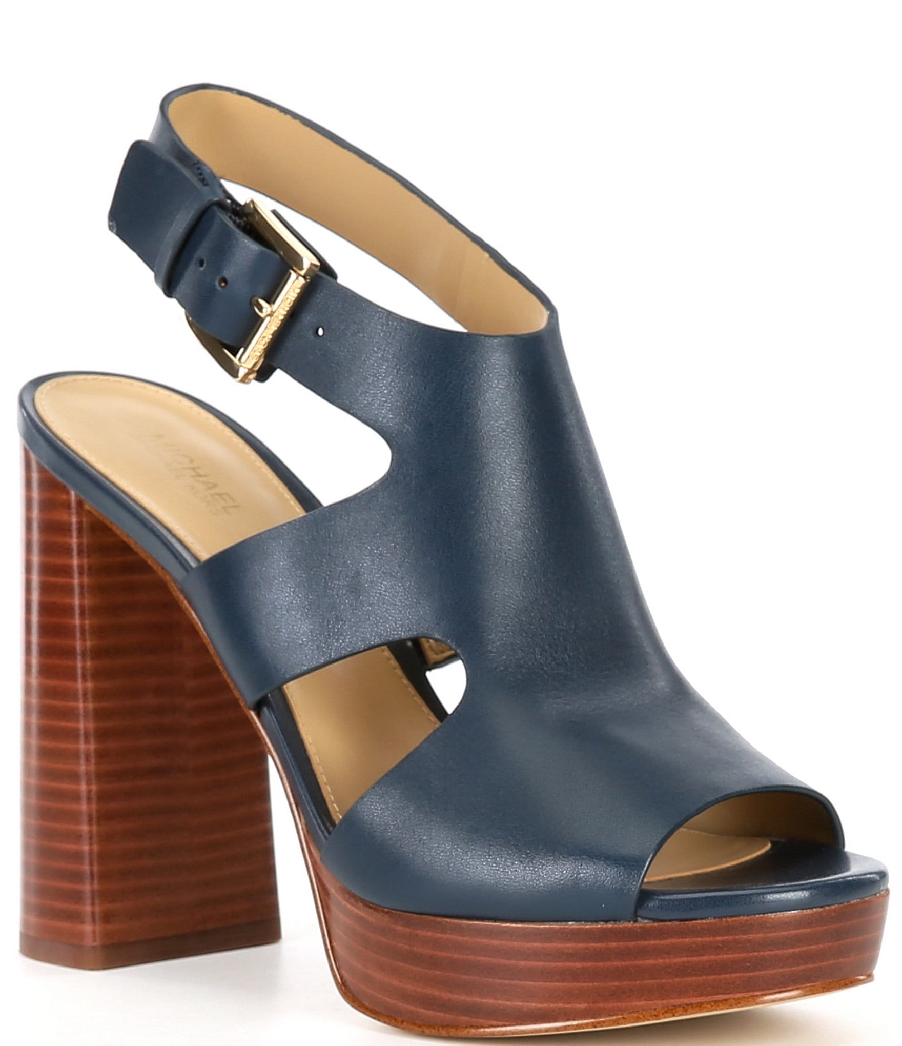 Michael Kors Noelle Leather Platform Peep Toe Sandals | Dillard's