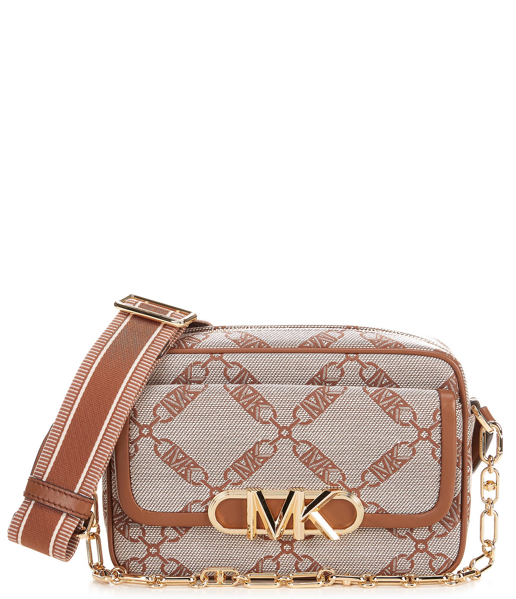 Michael Kors Parker Medium Empire Logo Jacquard Chain Crossbody Bag ...