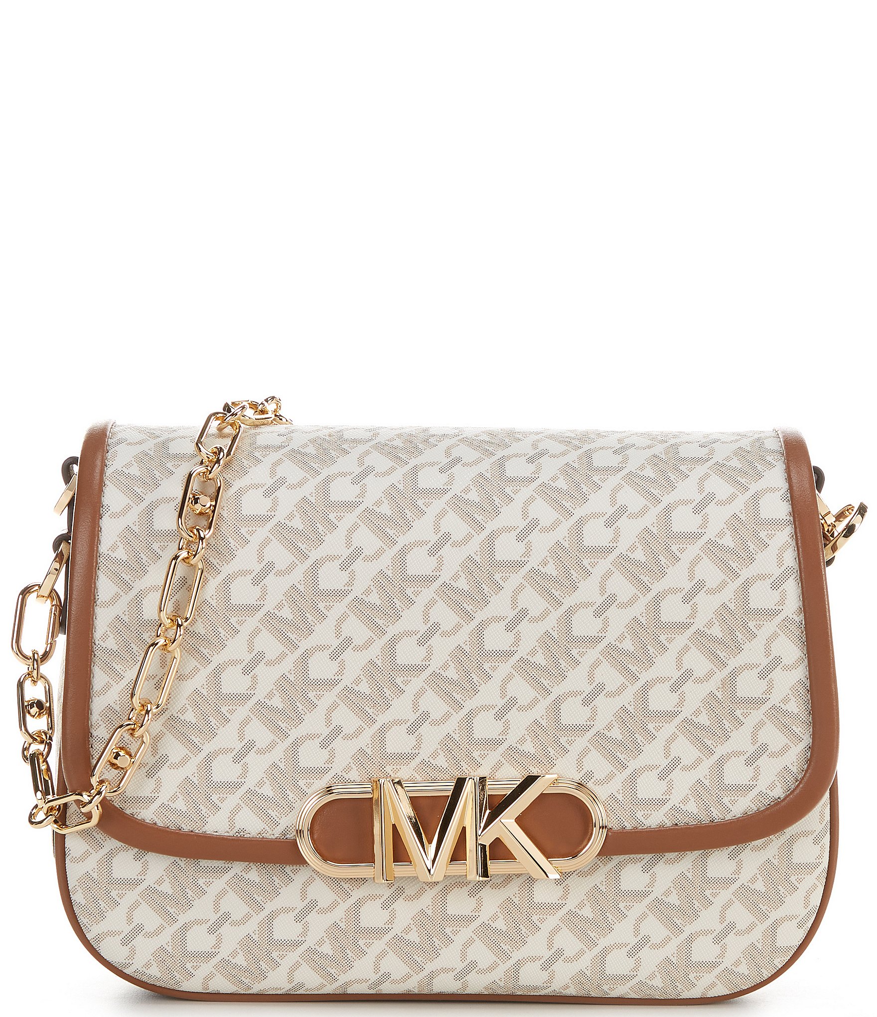 Michael Kors Parker Signature MK Logo Medium Saddle Crossbody Bag ...