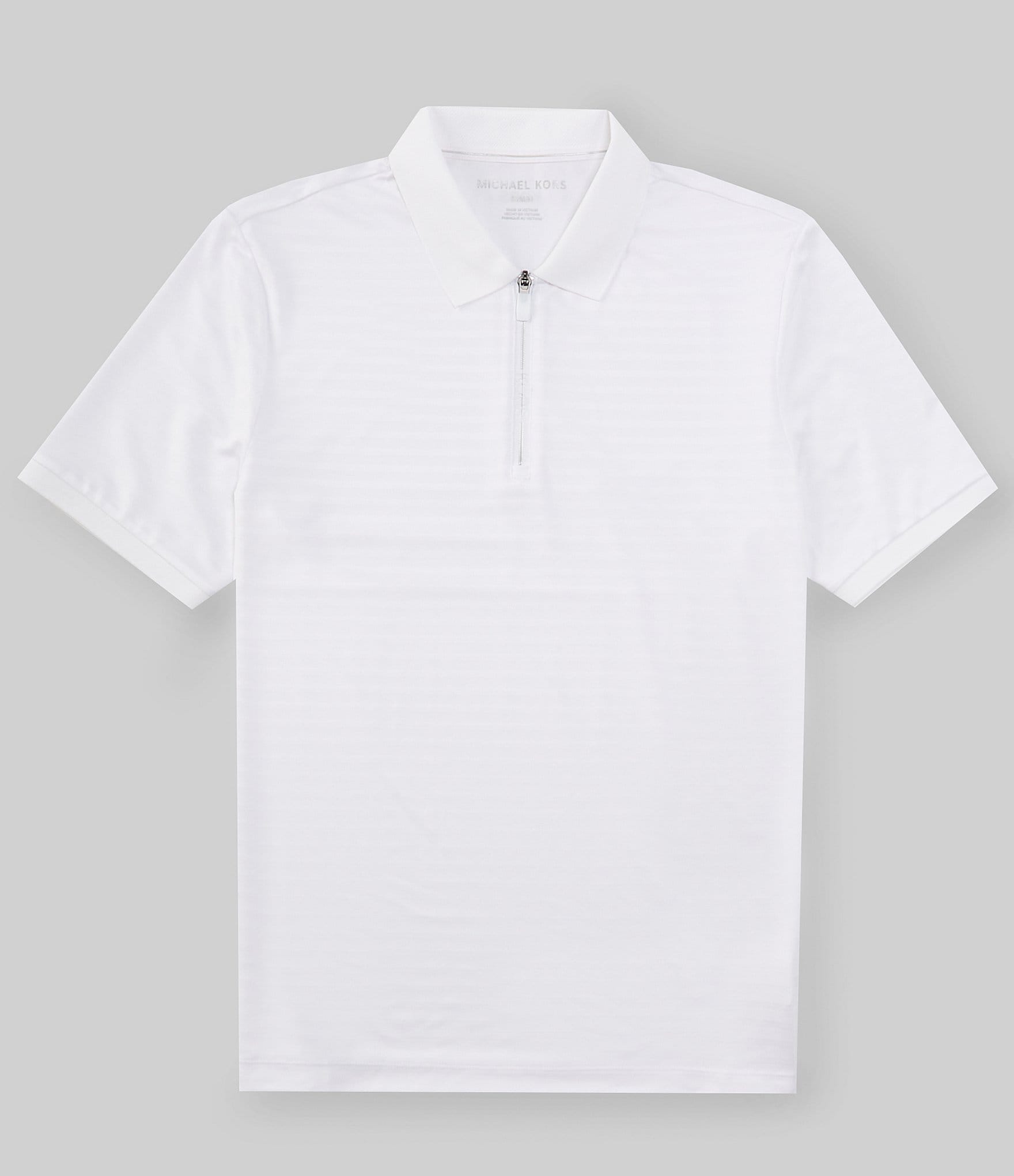 Michael Kors Performance Stretch Stripe Quarter-Zip Short Sleeve Polo Shirt