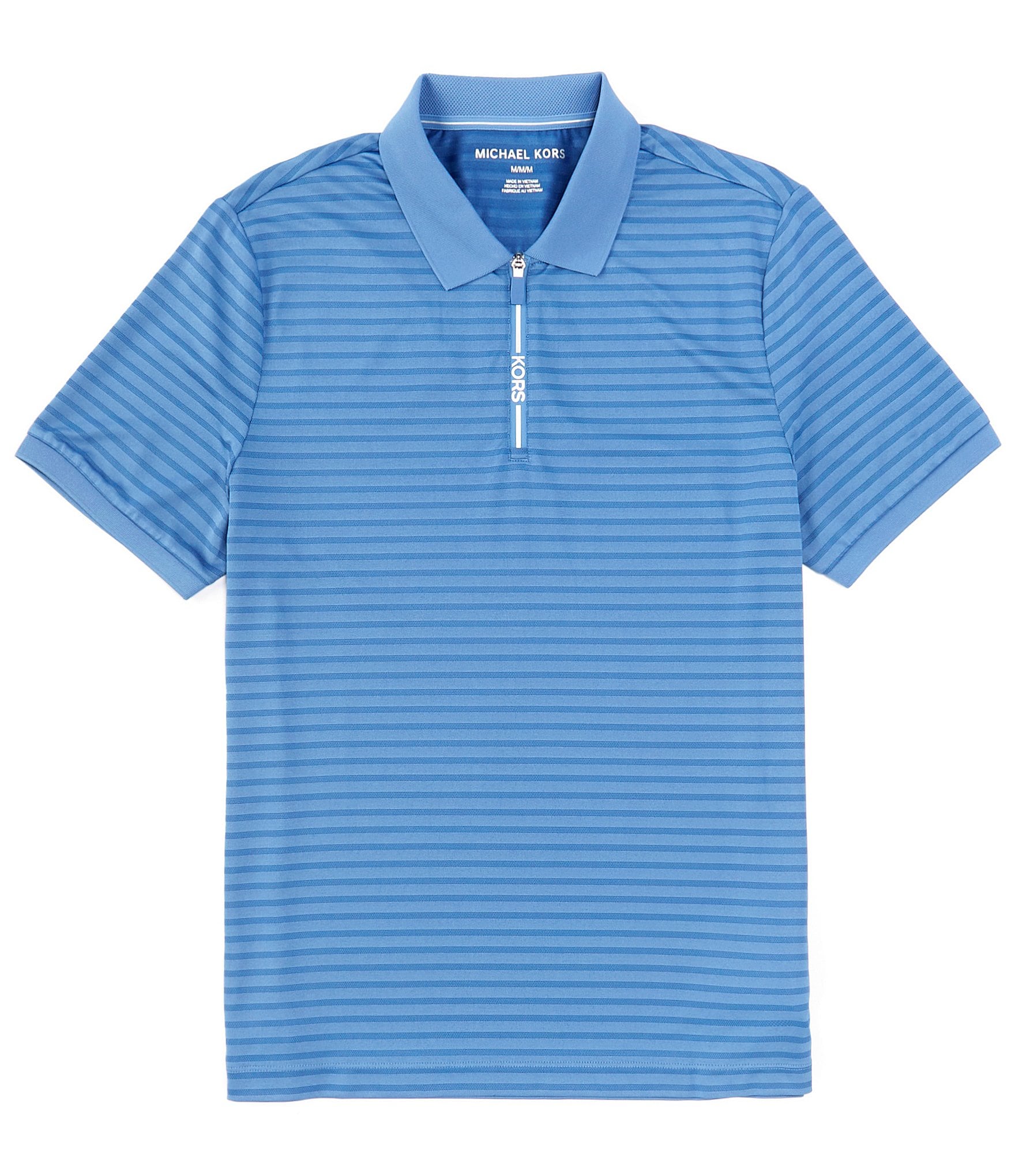 Michael Kors Performance Stretch Stripe Quarter-Zip Short Sleeve Polo Shirt  | Dillard's
