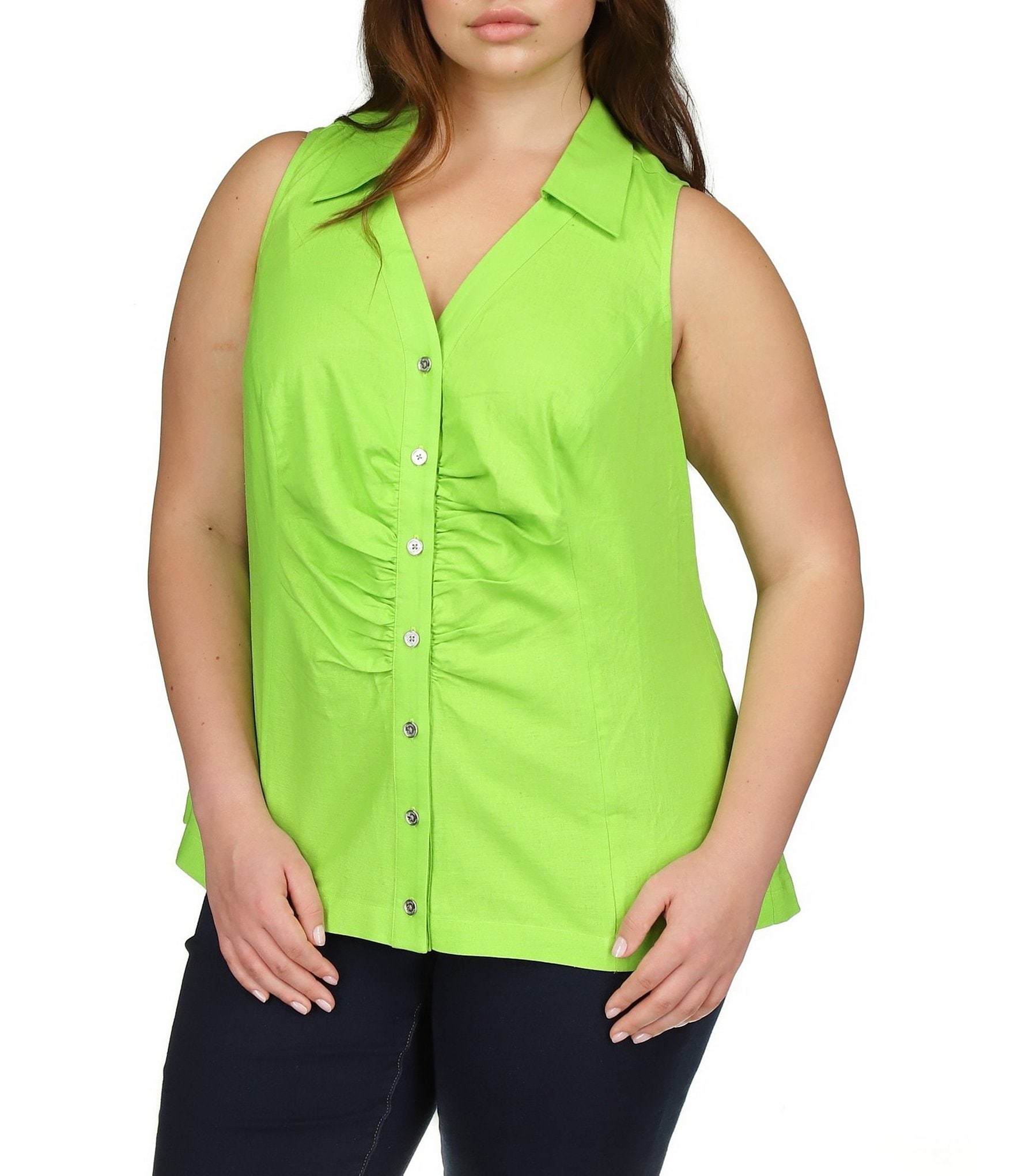 Kelly green plus size tops best sale