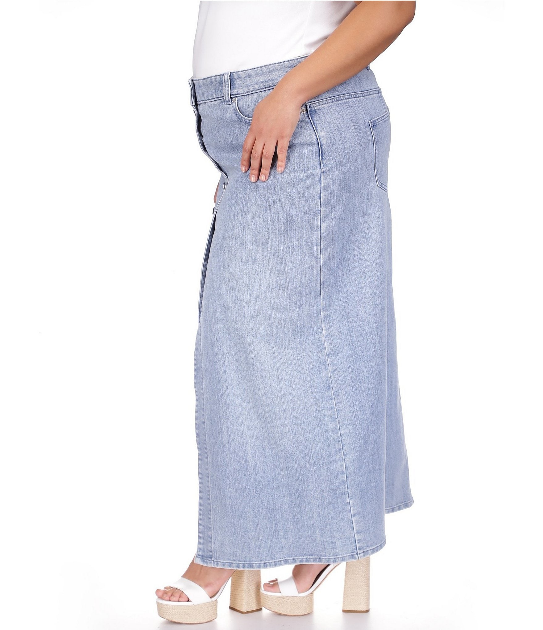 Michael kors denim button front skirt best sale