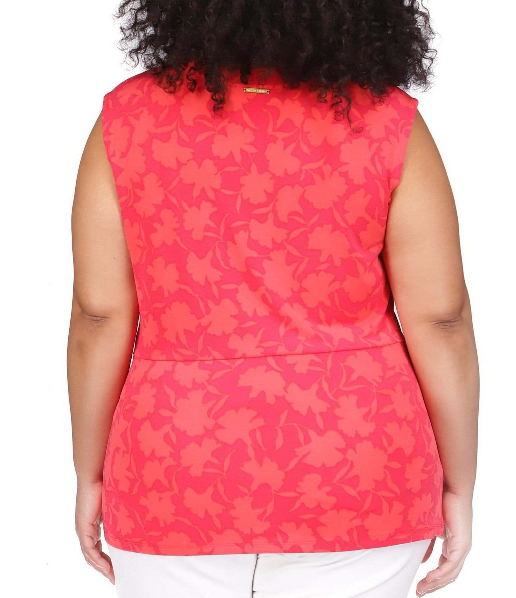 Michael Kors Plus Size Fleur Twist Crew Neck Sleevless Top