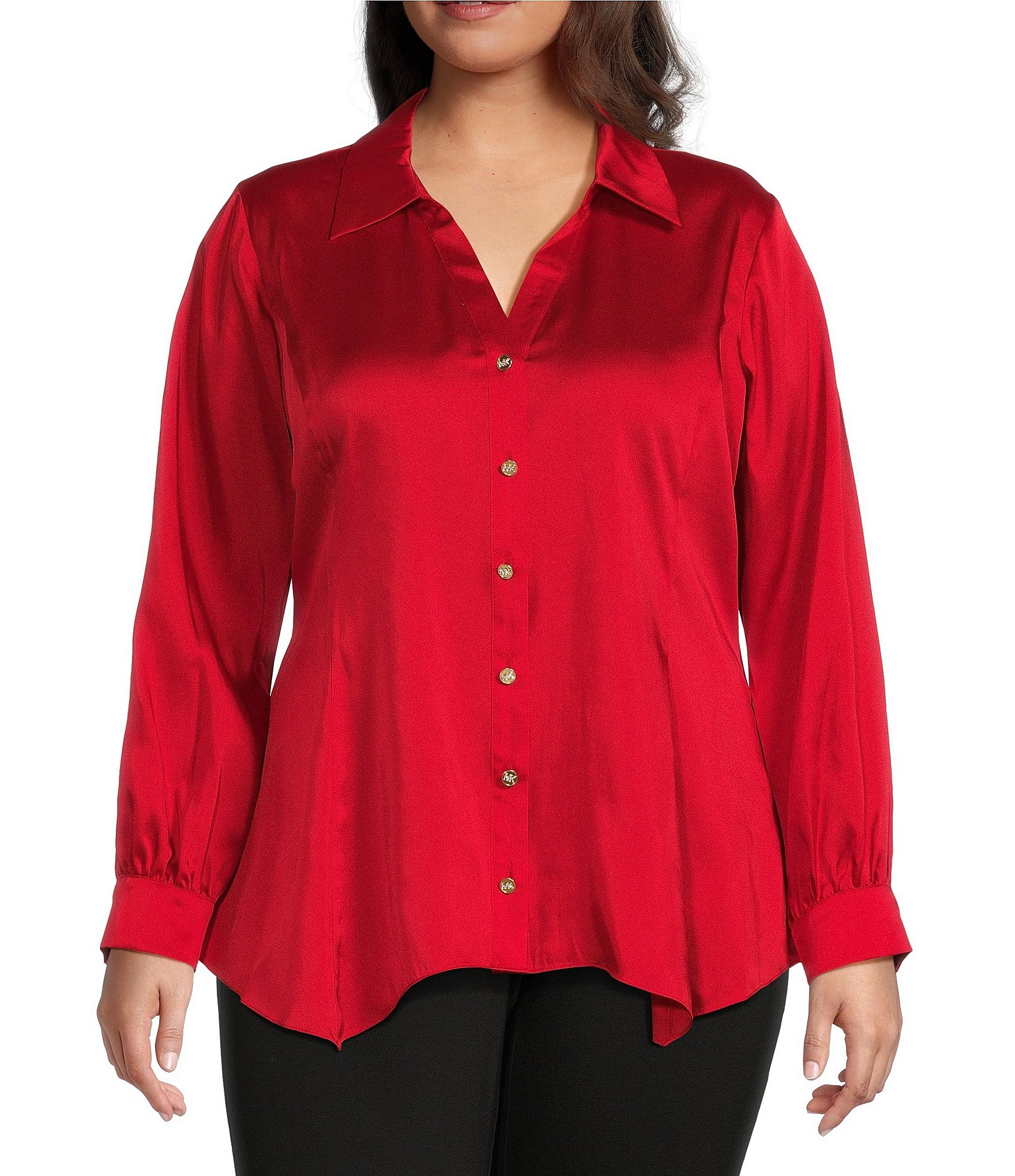 satin blouse: Women's Plus Size Clothing
