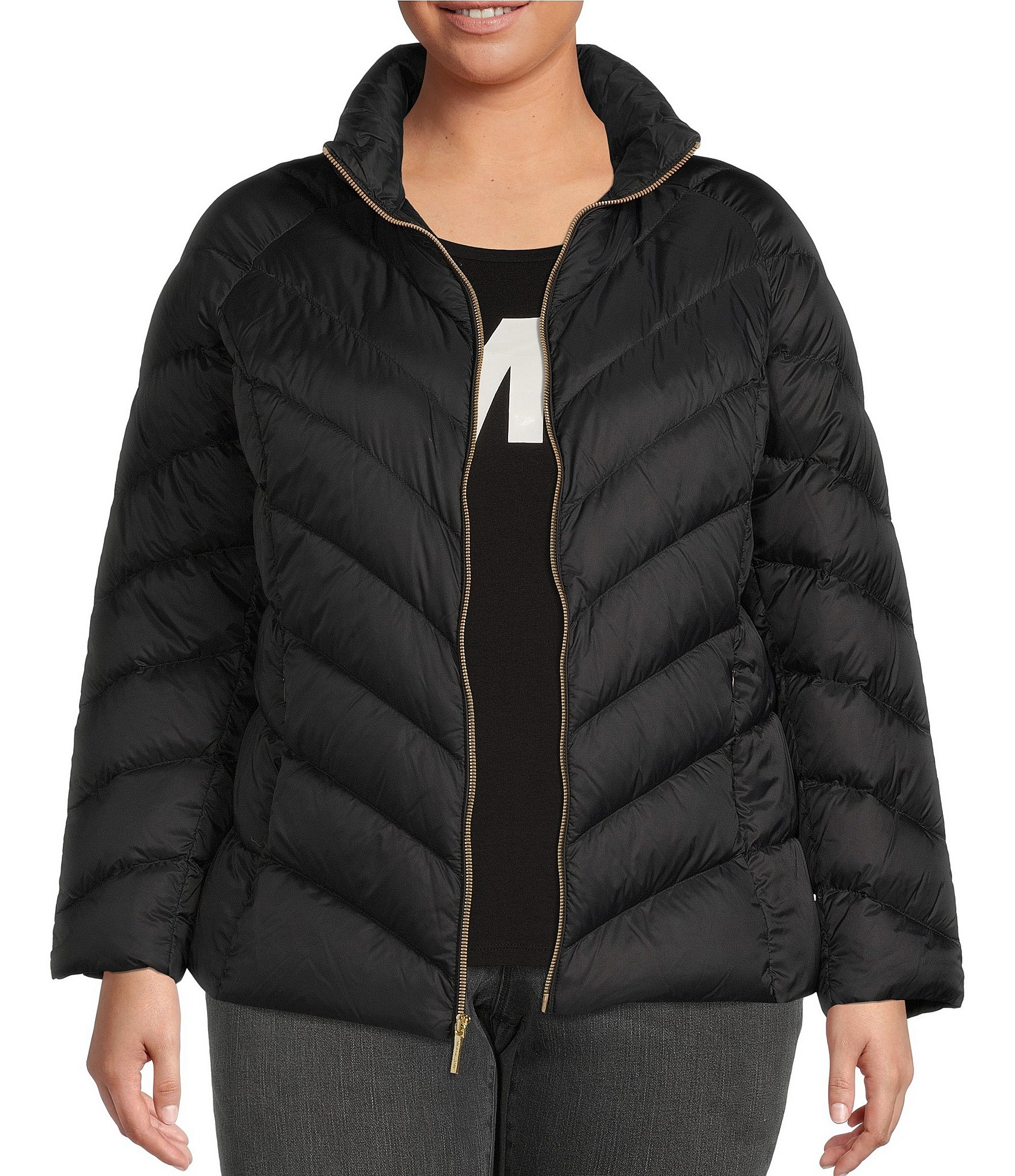 MICHAEL Michael Kors Plus Size Stand Collar Long Sleeve Packable Hooded  Puffer Coat | Dillard's