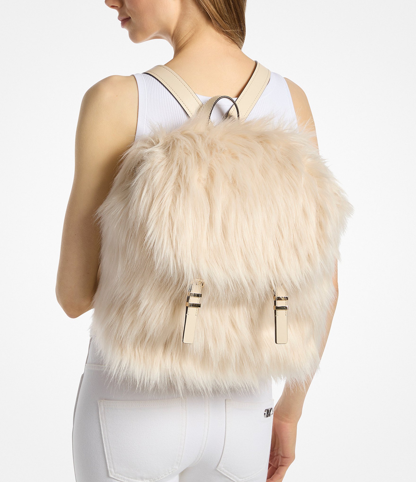Michael Kors Quinn Medium Faux Fur Flap Backpack